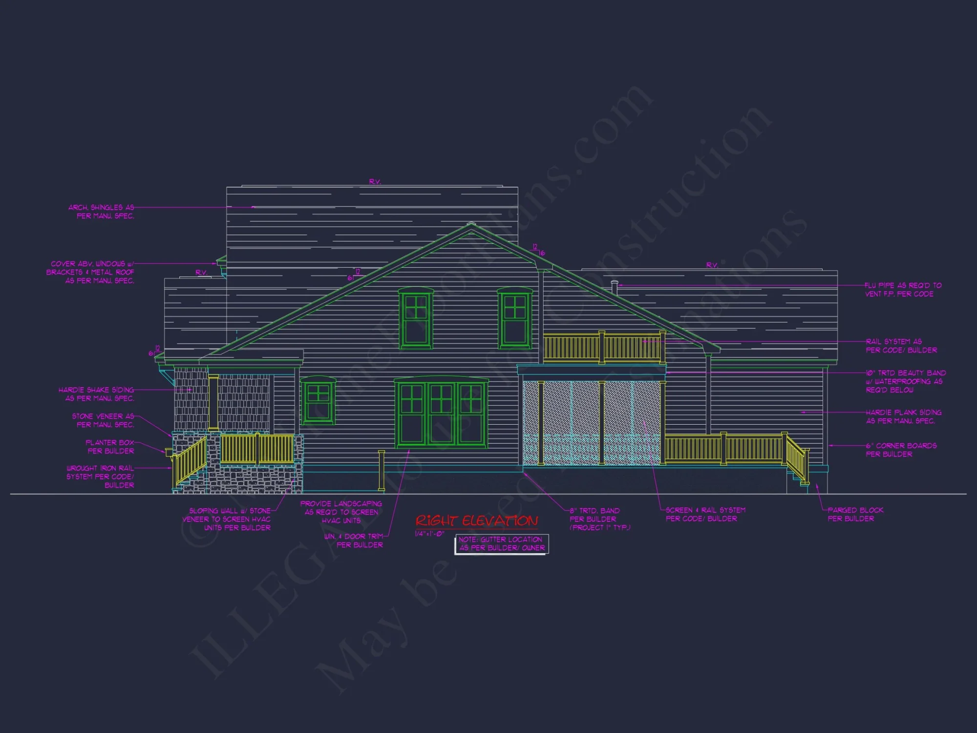Coastal Craftsman house Floor Plan: 3 Bed, 2 Bath, 2 Story