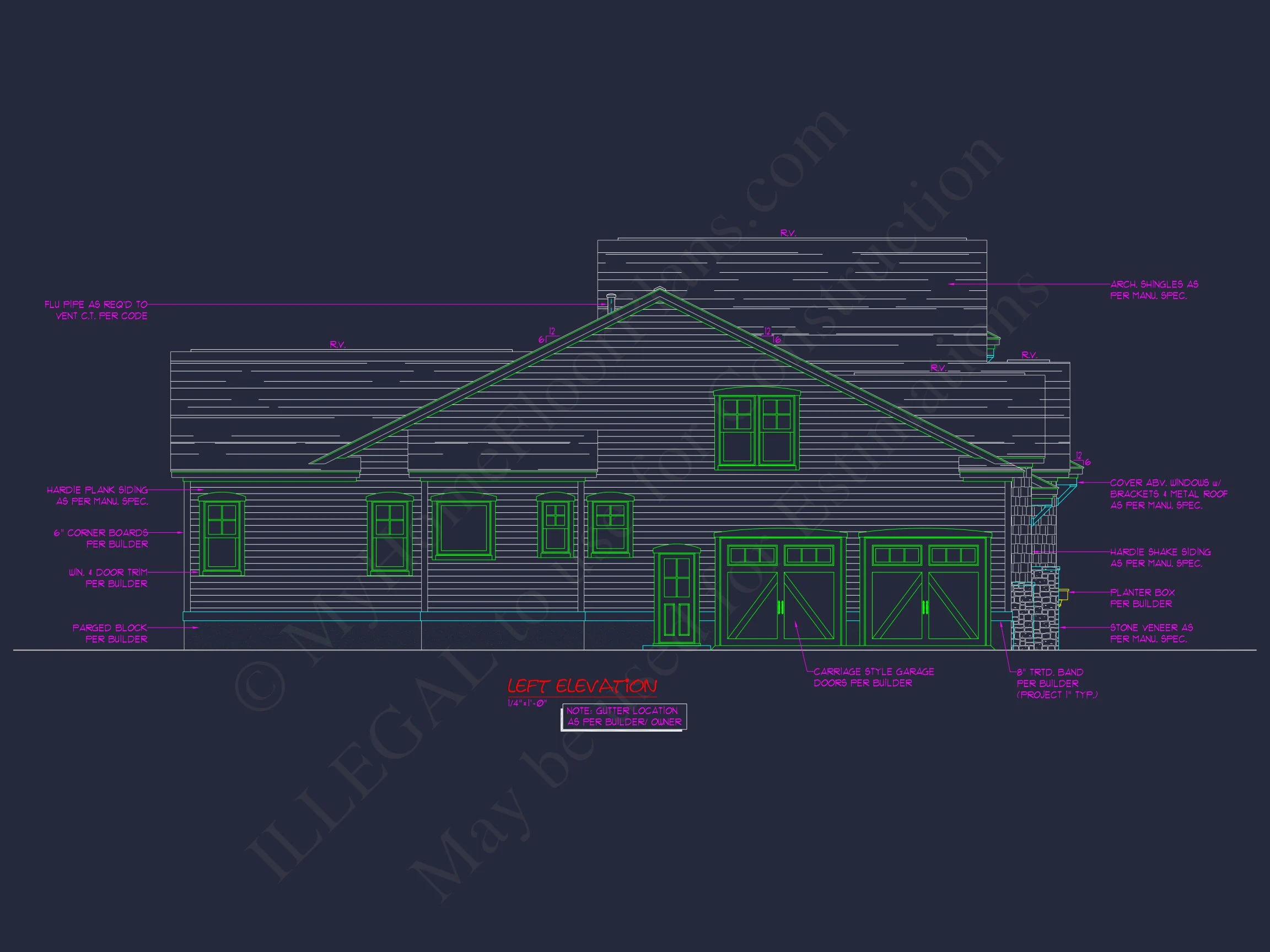 Coastal Craftsman house Floor Plan: 3 Bed, 2 Bath, 2 Story