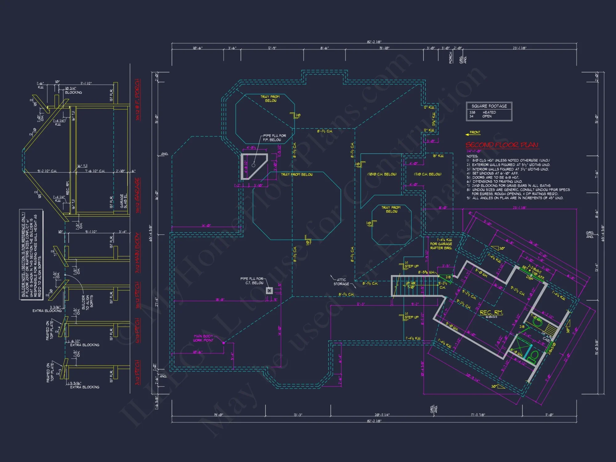 2-Story 3-Bed Traditional house Plan, 2800 Sq Ft Floor Plan