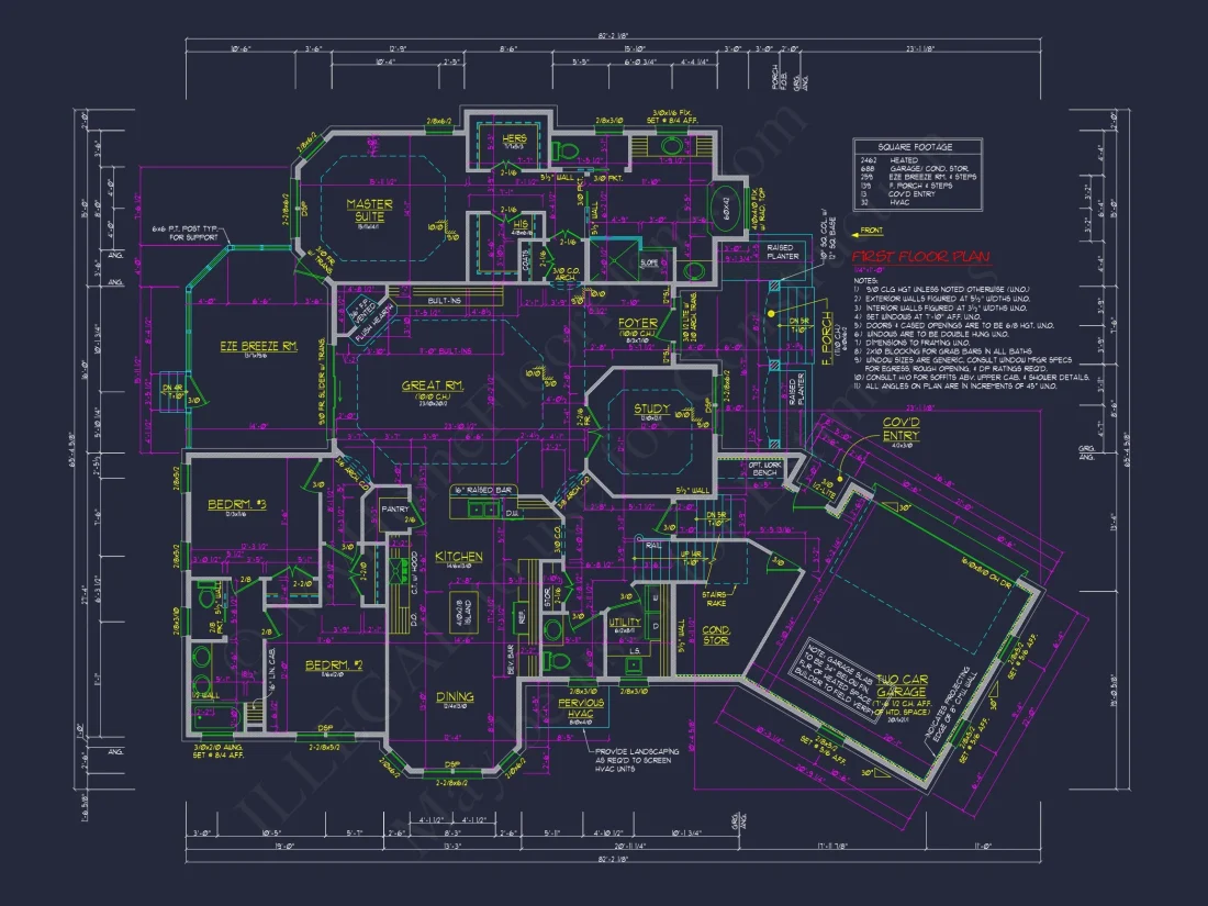 2-Story 3-Bed Traditional house Plan, 2800 Sq Ft Floor Plan