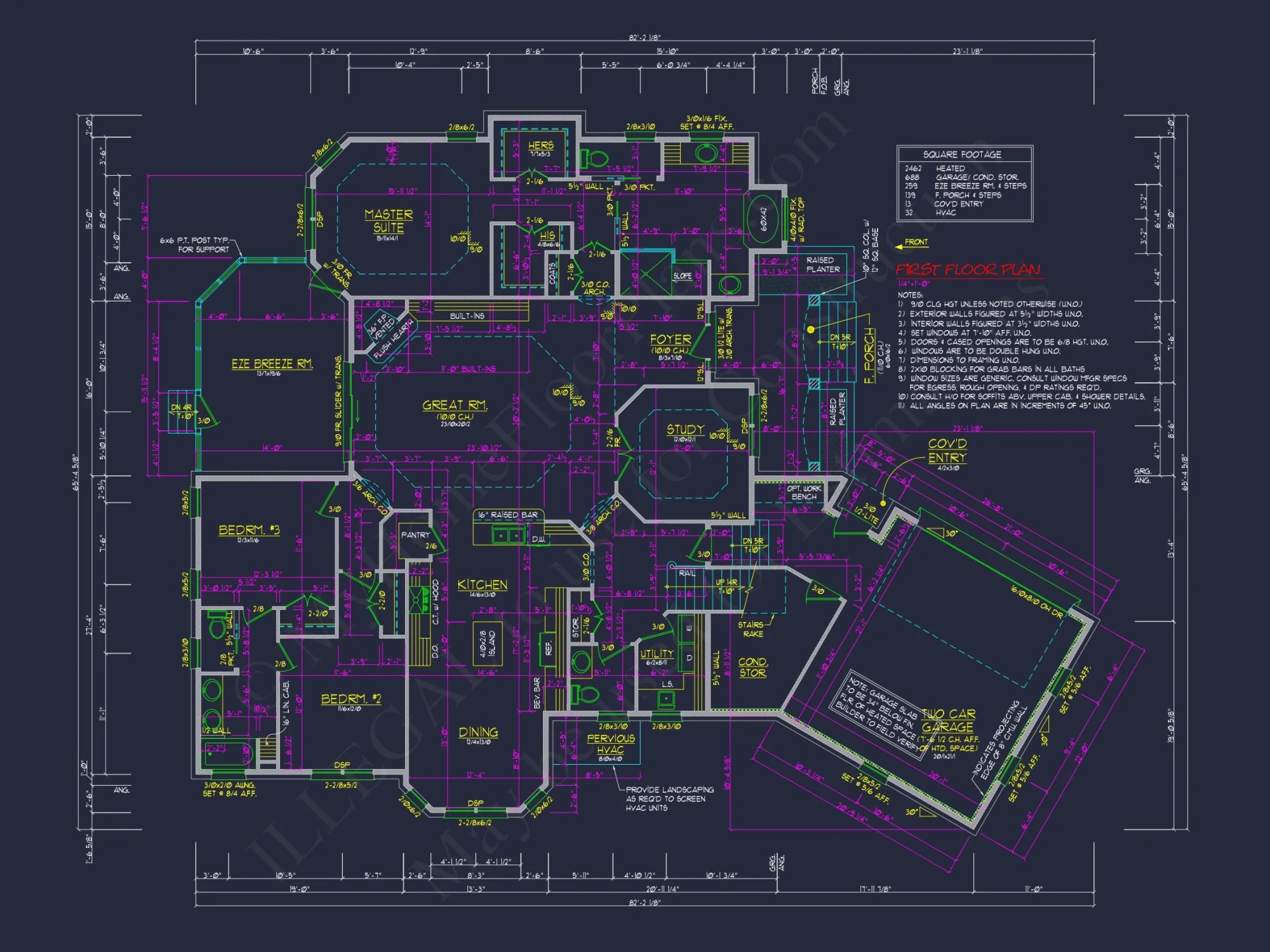 2-Story 3-Bed Traditional house Plan, 2800 Sq Ft Floor Plan