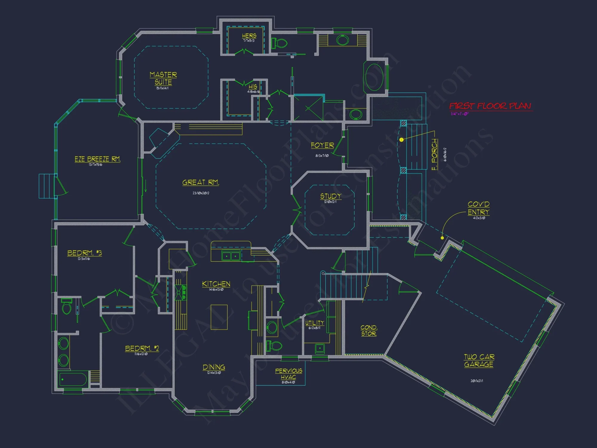 2-Story 3-Bed Traditional house Plan, 2800 Sq Ft Floor Plan