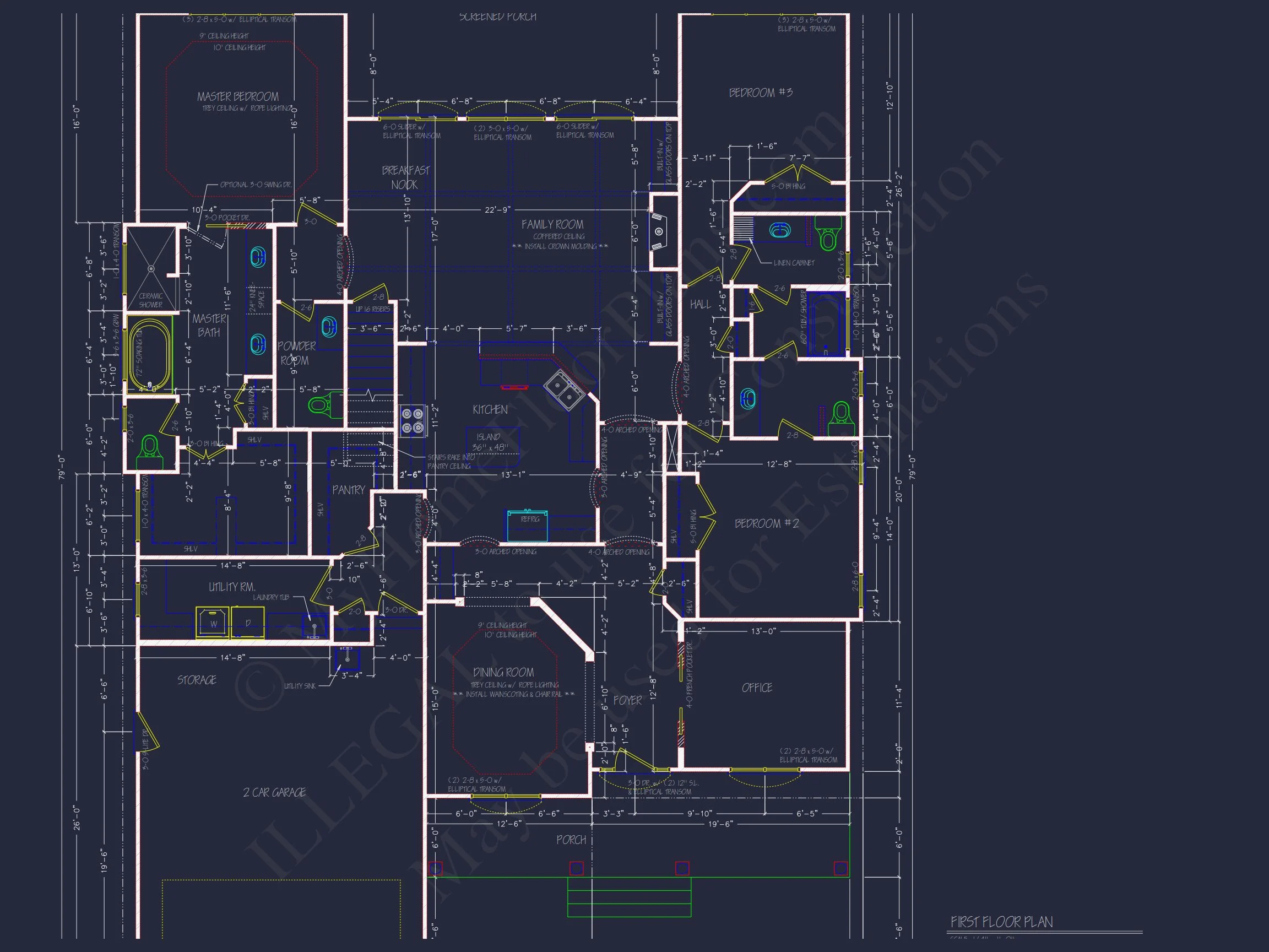 11-2060 HOUSE PLAN -Traditional Ranch Home Plan - 3-Bed, 2-Bath, 2,150 SF 8 house Blueprint Plan with CAD Architecture Designs