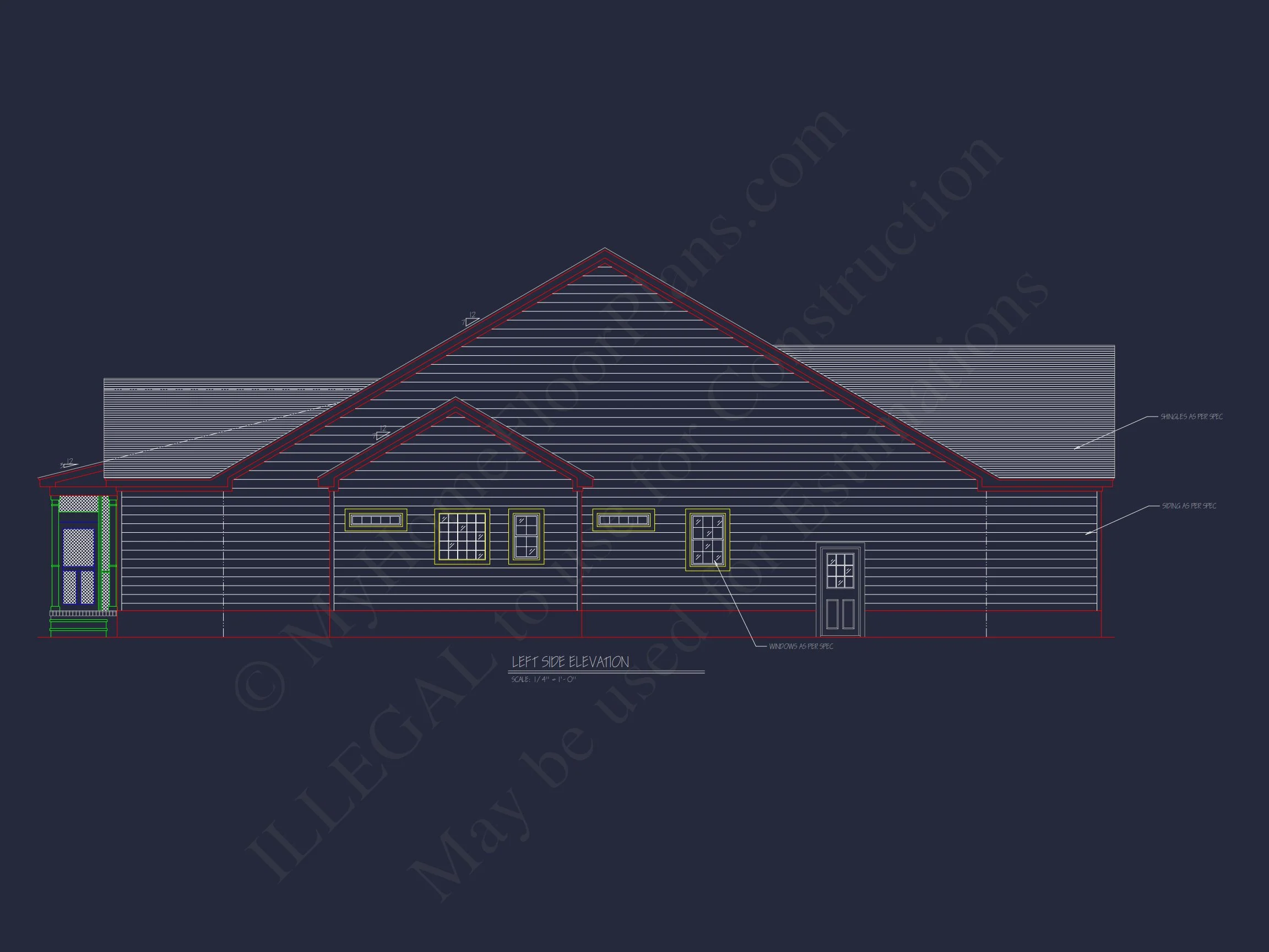 11-2060 HOUSE PLAN -Traditional Ranch Home Plan - 3-Bed, 2-Bath, 2,150 SF 3 house Blueprint Plan with CAD Architecture Designs