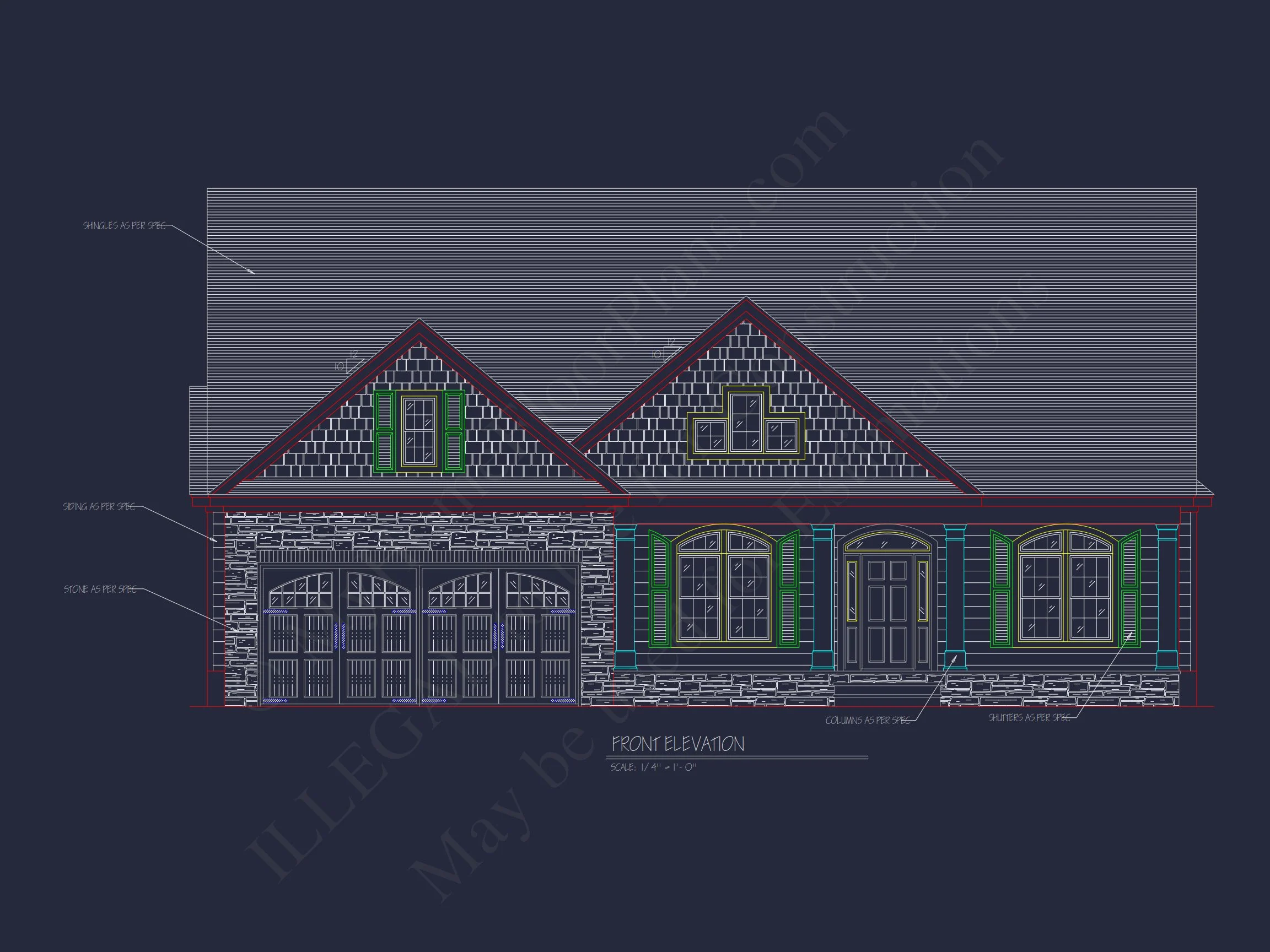 11-2060 HOUSE PLAN -Traditional Ranch Home Plan - 3-Bed, 2-Bath, 2,150 SF 2 house Blueprint Plan with CAD Architecture Designs