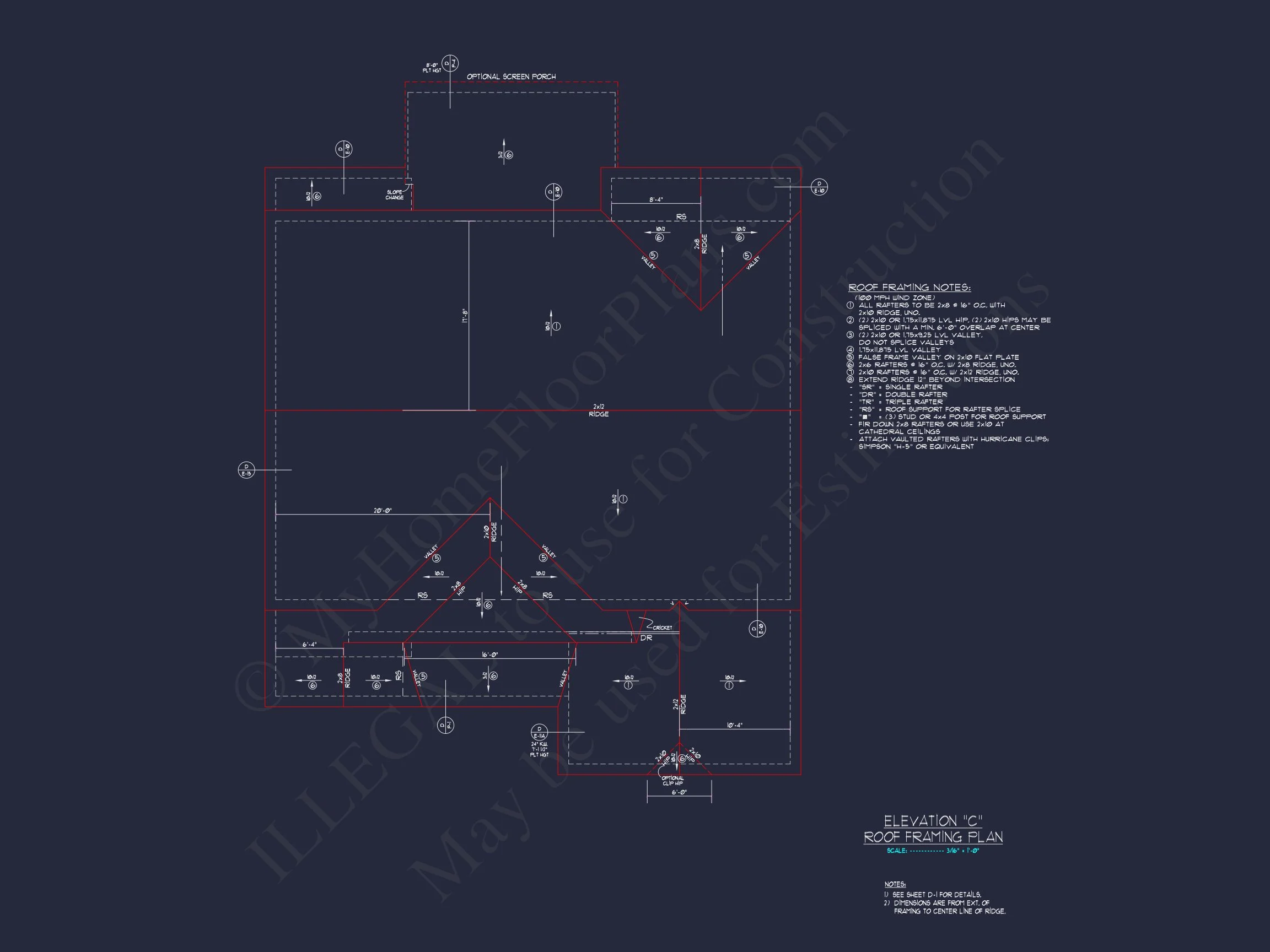 Traditional house Floor Plan with 4 Beds & Detailed CAD Blueprint