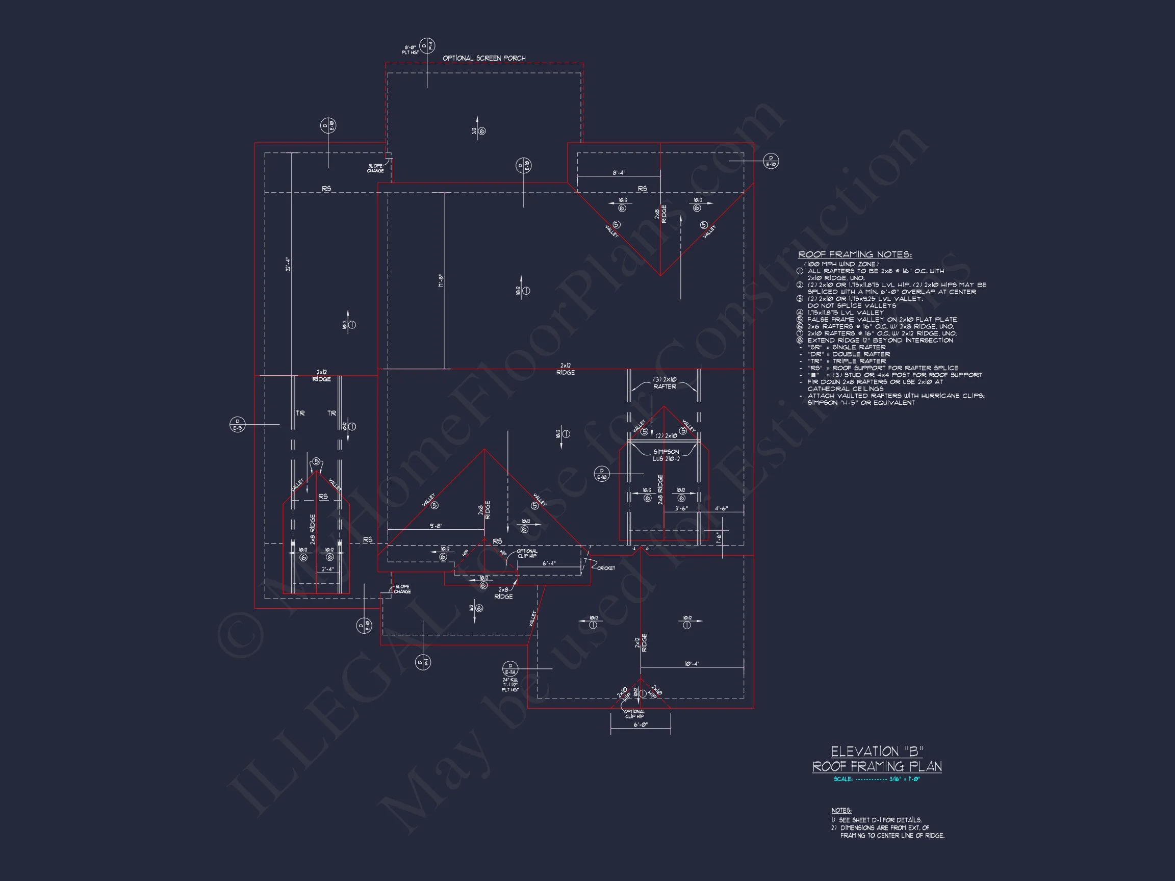 Traditional house Floor Plan with 4 Beds & Detailed CAD Blueprint