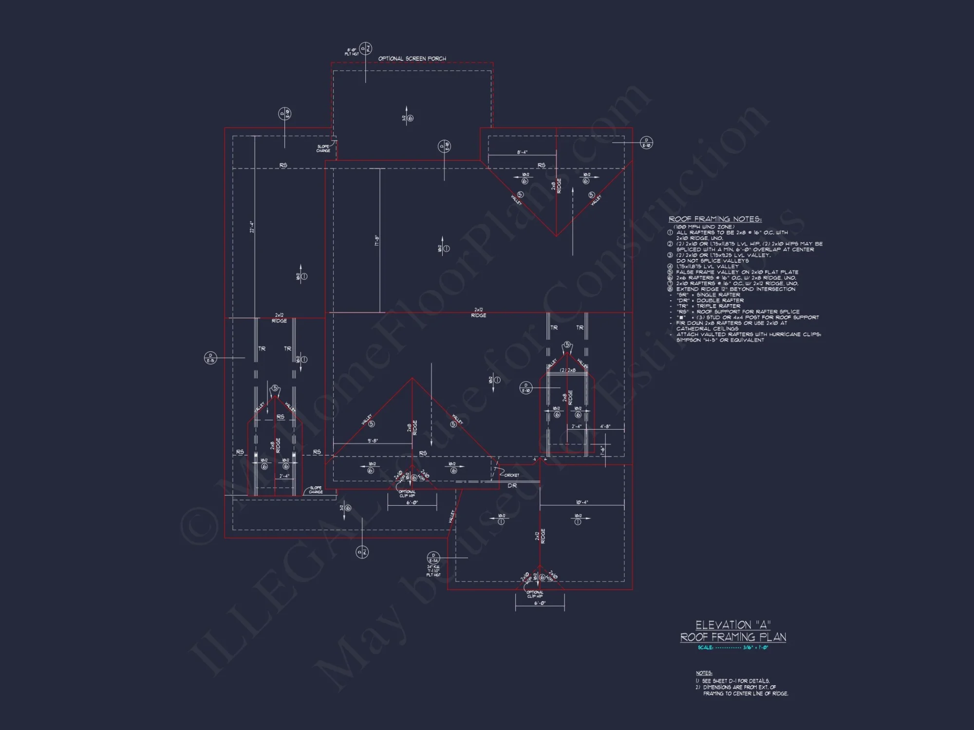 Traditional house Floor Plan with 4 Beds & Detailed CAD Blueprint