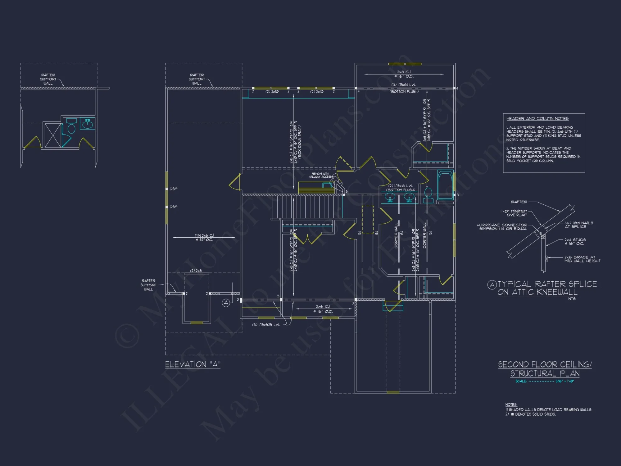 Traditional house Floor Plan with 4 Beds & Detailed CAD Blueprint