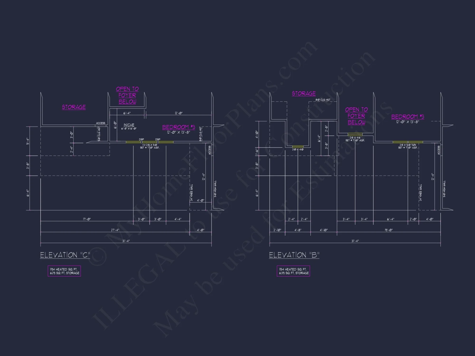 Traditional house Floor Plan with 4 Beds & Detailed CAD Blueprint