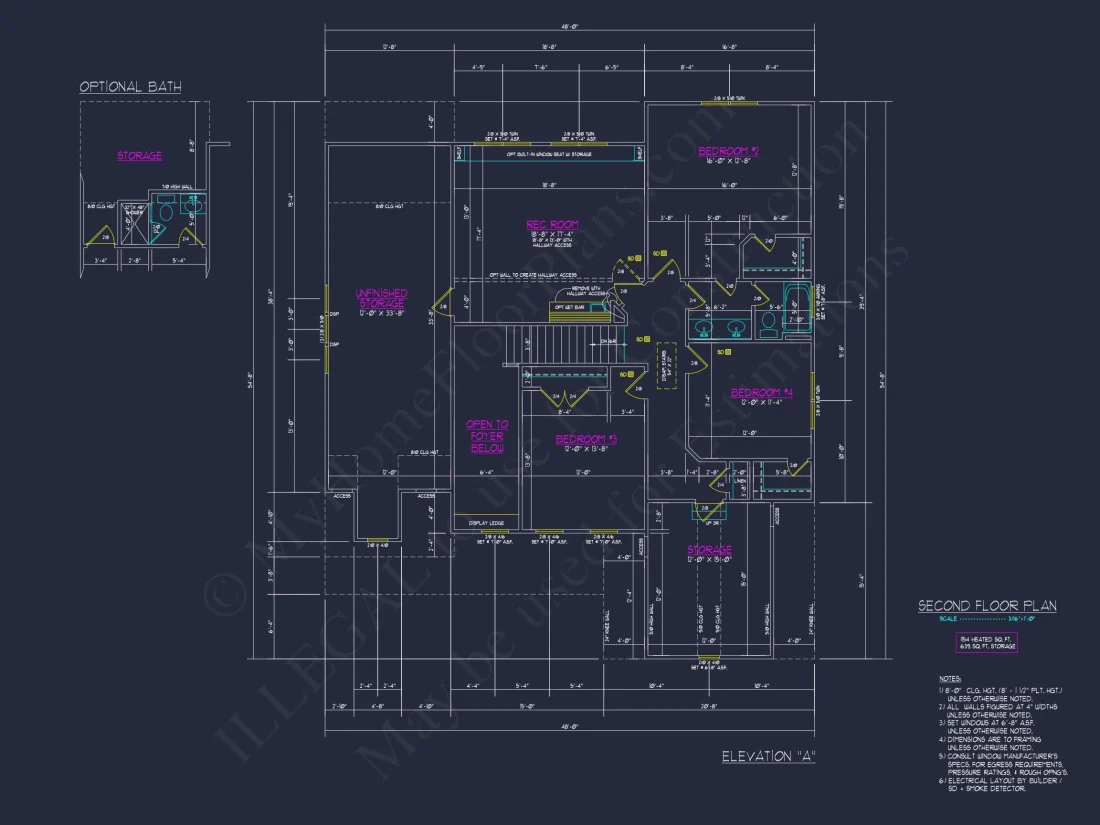Traditional house Floor Plan with 4 Beds & Detailed CAD Blueprint