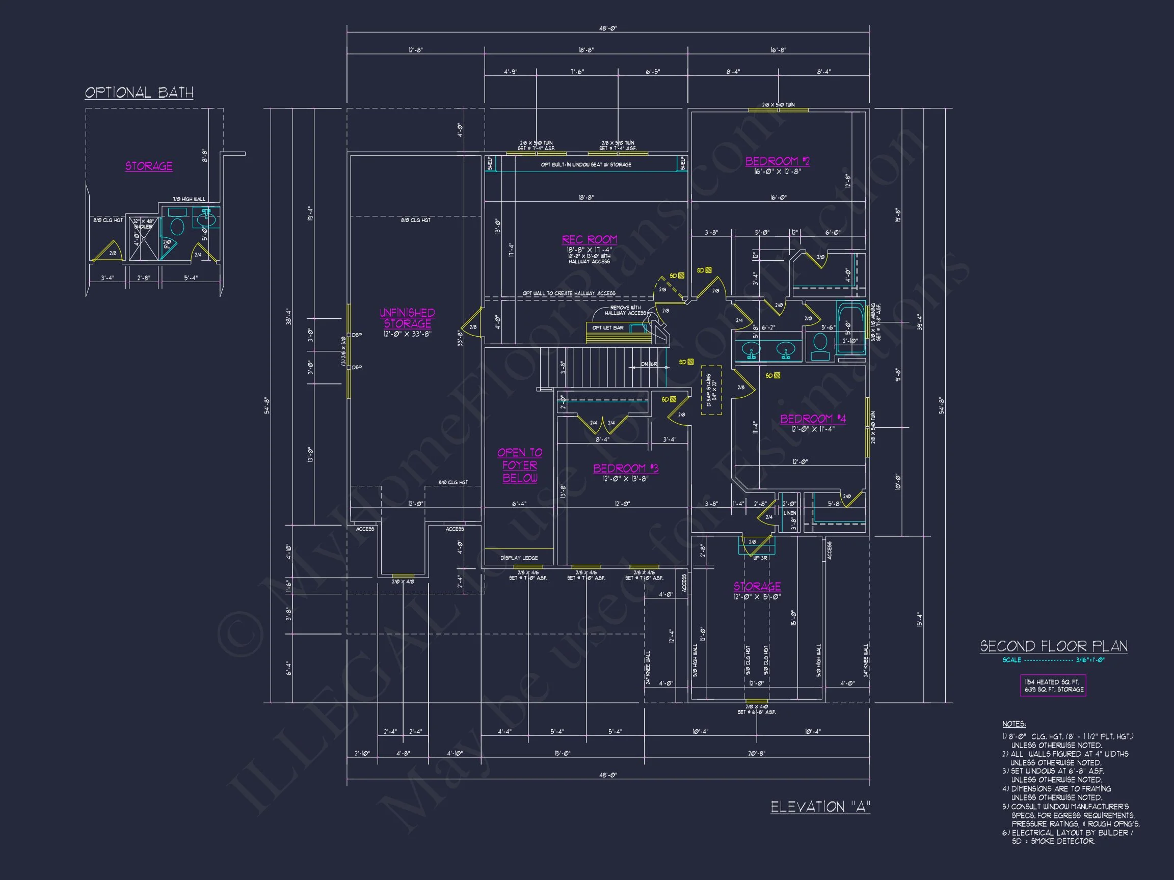Traditional house Floor Plan with 4 Beds & Detailed CAD Blueprint