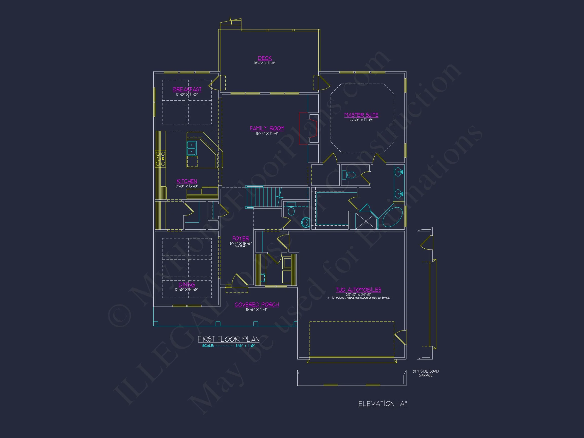Traditional house Floor Plan with 4 Beds & Detailed CAD Blueprint