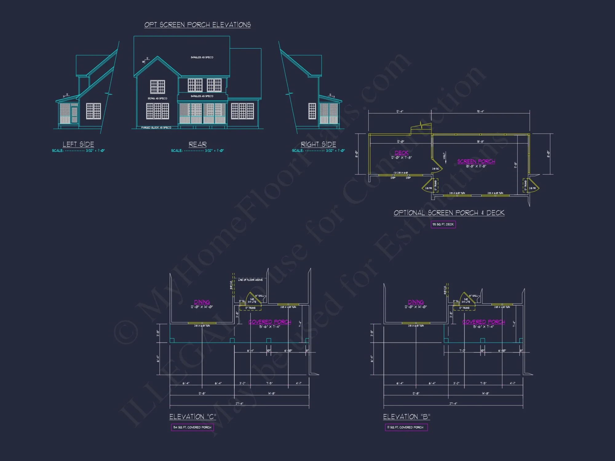 Traditional house Floor Plan with 4 Beds & Detailed CAD Blueprint