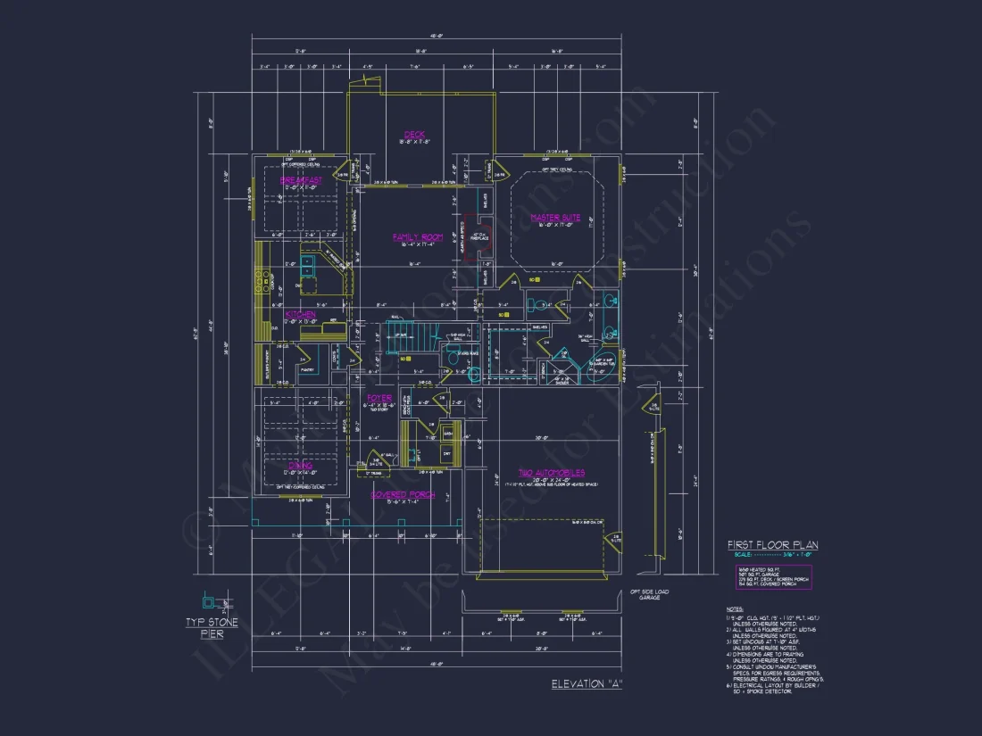 Traditional house Floor Plan with 4 Beds & Detailed CAD Blueprint