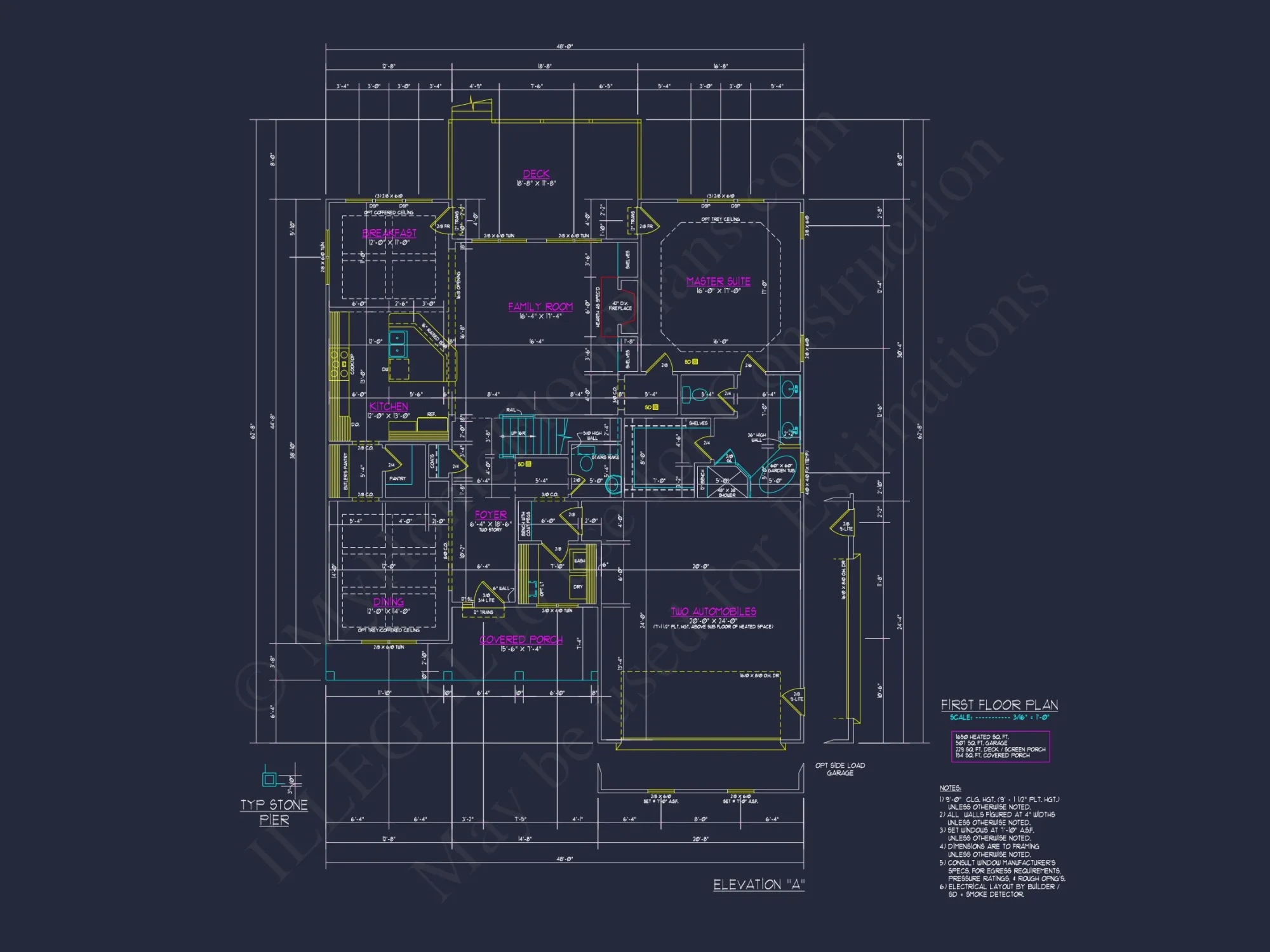 Traditional house Floor Plan with 4 Beds & Detailed CAD Blueprint