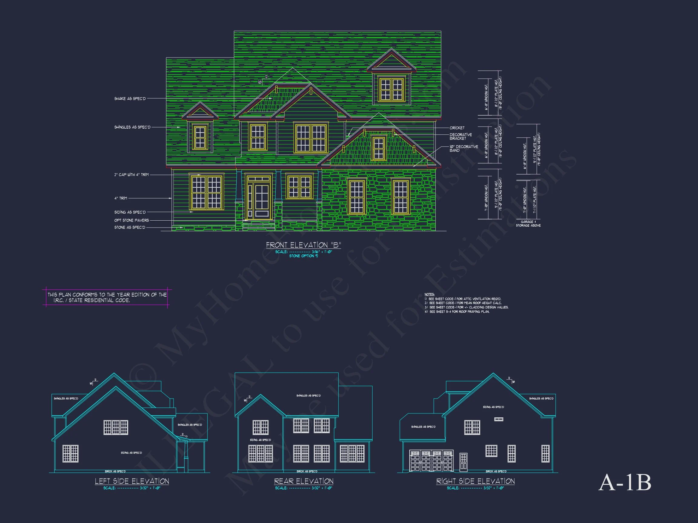 Traditional house Floor Plan with 4 Beds & Detailed CAD Blueprint