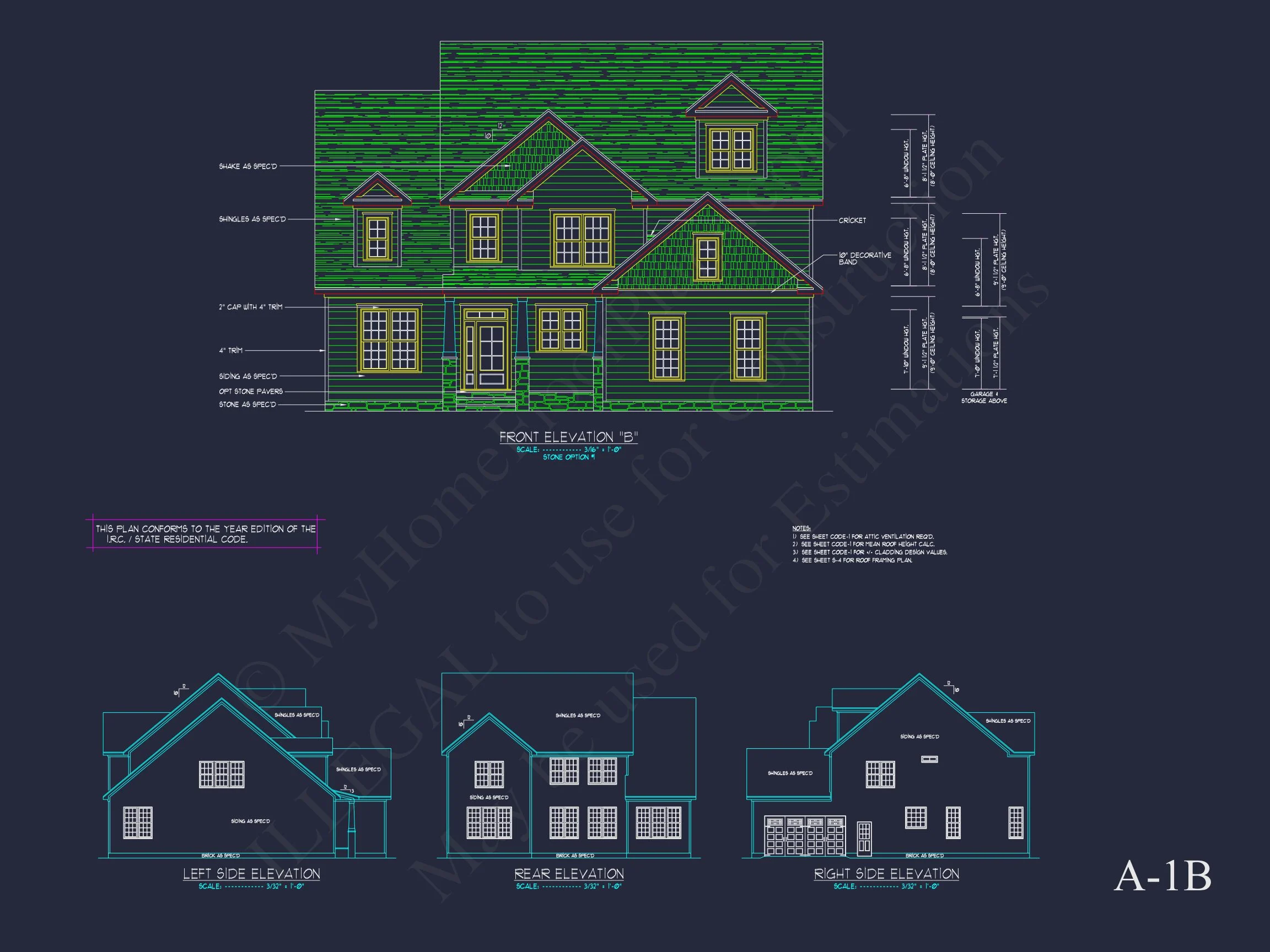 Traditional house Floor Plan with 4 Beds & Detailed CAD Blueprint