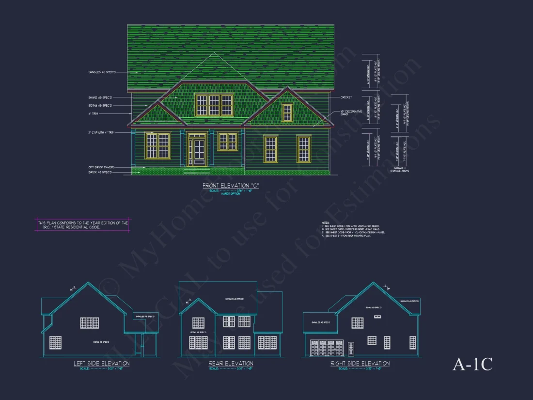 Traditional house Floor Plan with 4 Beds & Detailed CAD Blueprint