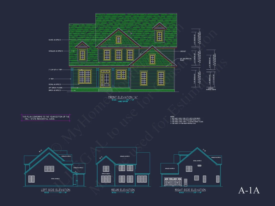 Traditional house Floor Plan with 4 Beds & Detailed CAD Blueprint
