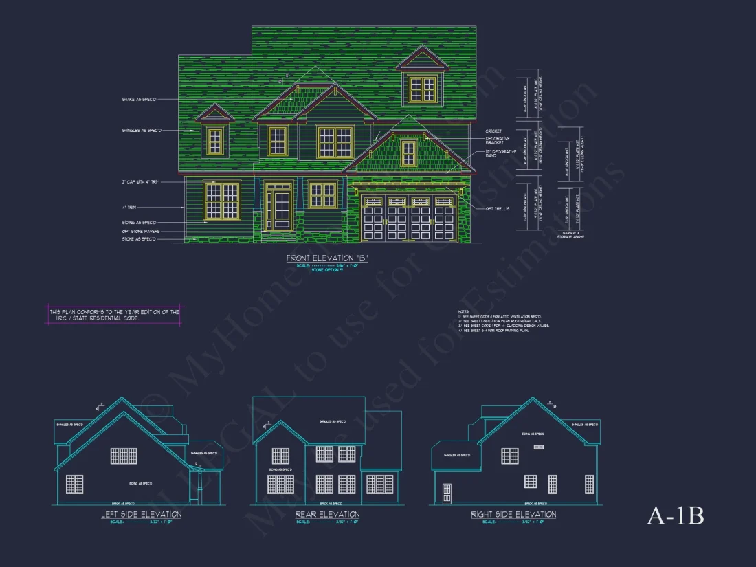 Traditional house Floor Plan with 4 Beds & Detailed CAD Blueprint