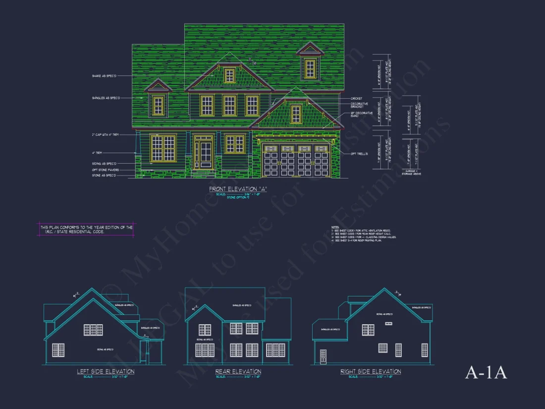 Traditional house Floor Plan with 4 Beds & Detailed CAD Blueprint