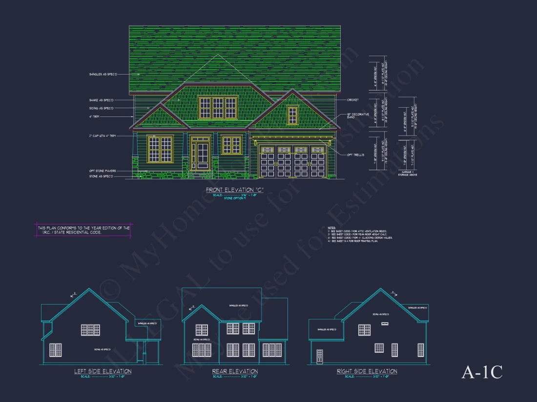 Traditional house Floor Plan with 4 Beds & Detailed CAD Blueprint