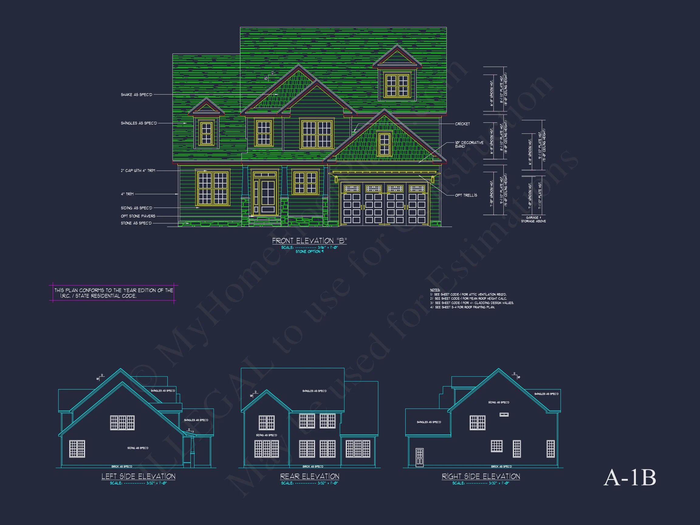 Traditional house Floor Plan with 4 Beds & Detailed CAD Blueprint