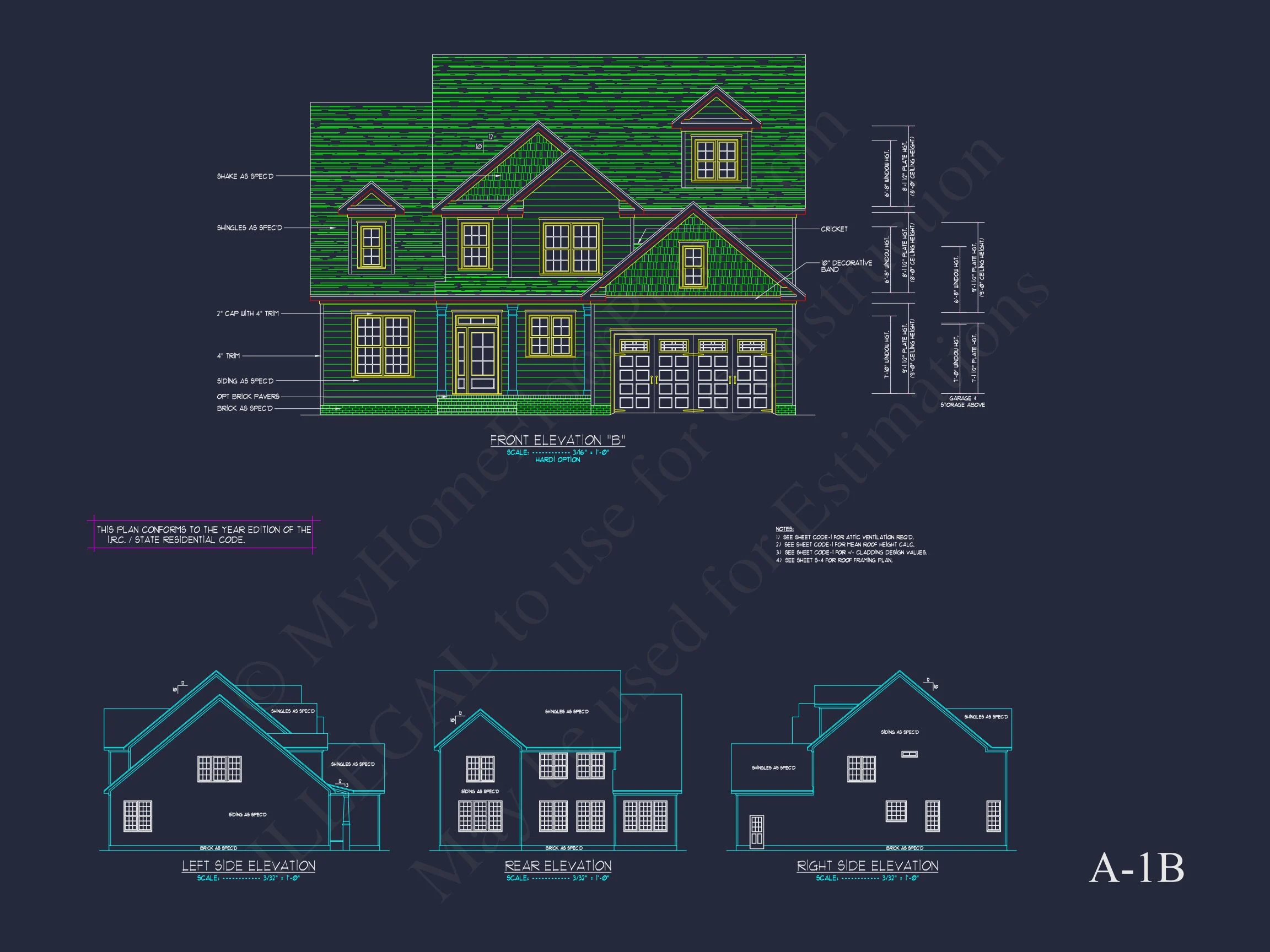Traditional house Floor Plan with 4 Beds & Detailed CAD Blueprint