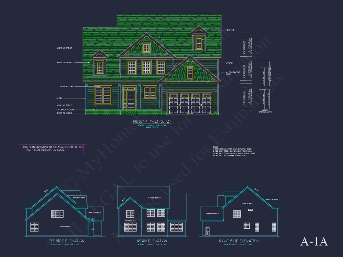 Traditional house Floor Plan with 4 Beds & Detailed CAD Blueprint