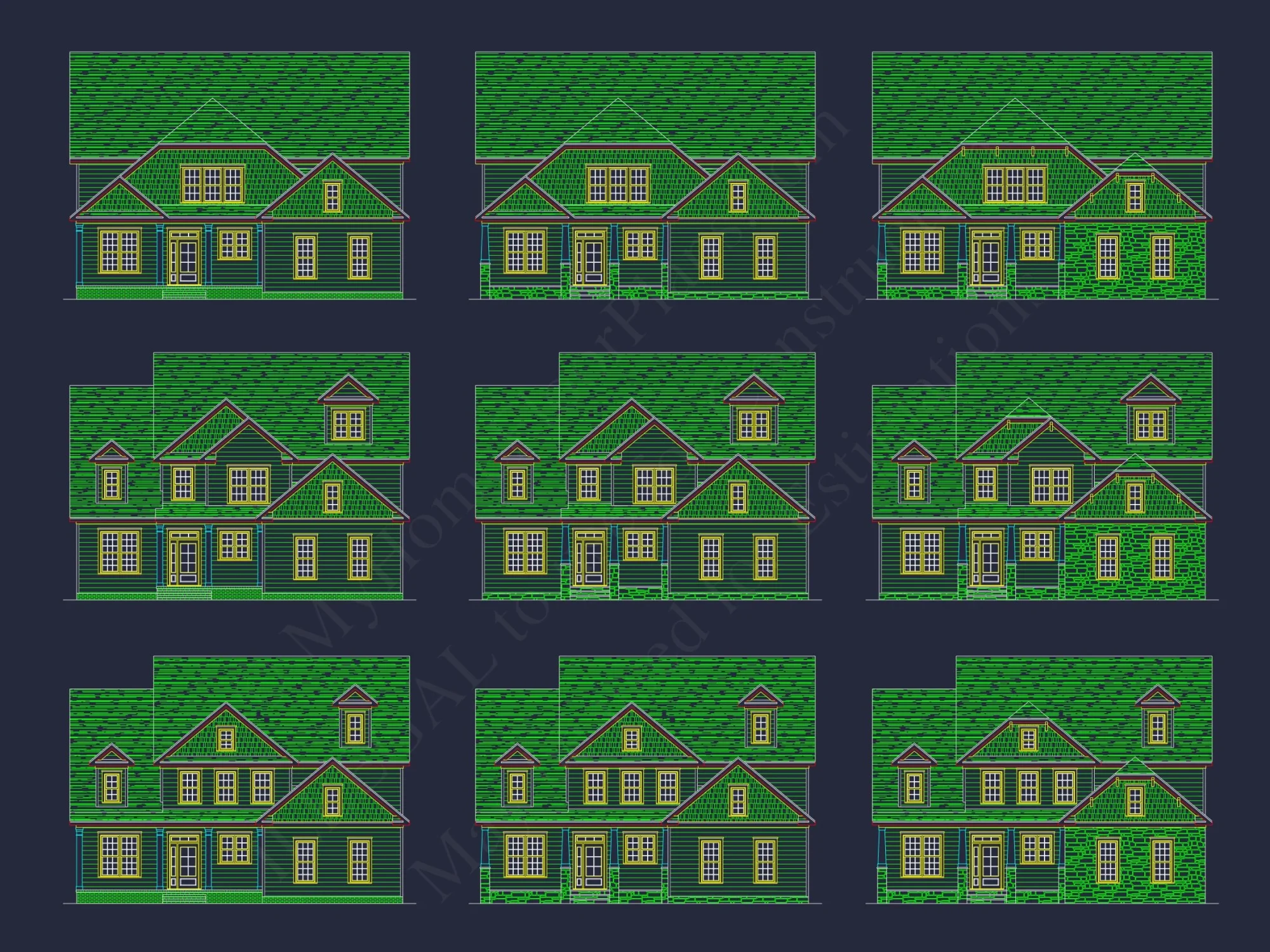 Traditional house Floor Plan with 4 Beds & Detailed CAD Blueprint