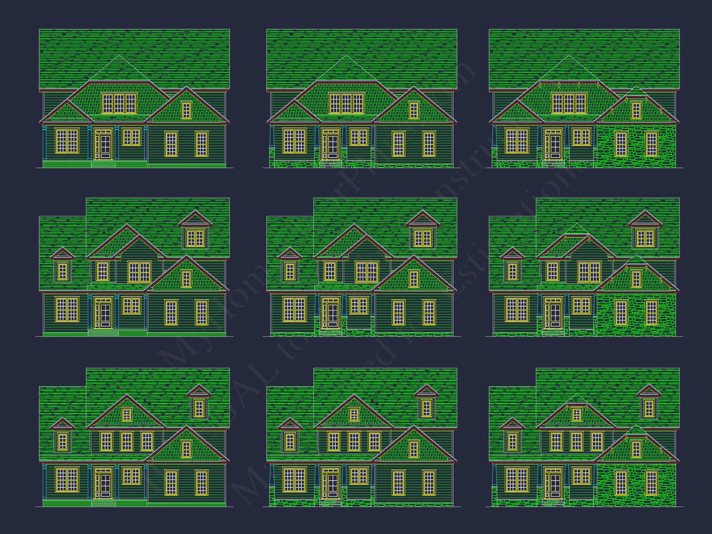 Traditional house Floor Plan with 4 Beds & Detailed CAD Blueprint