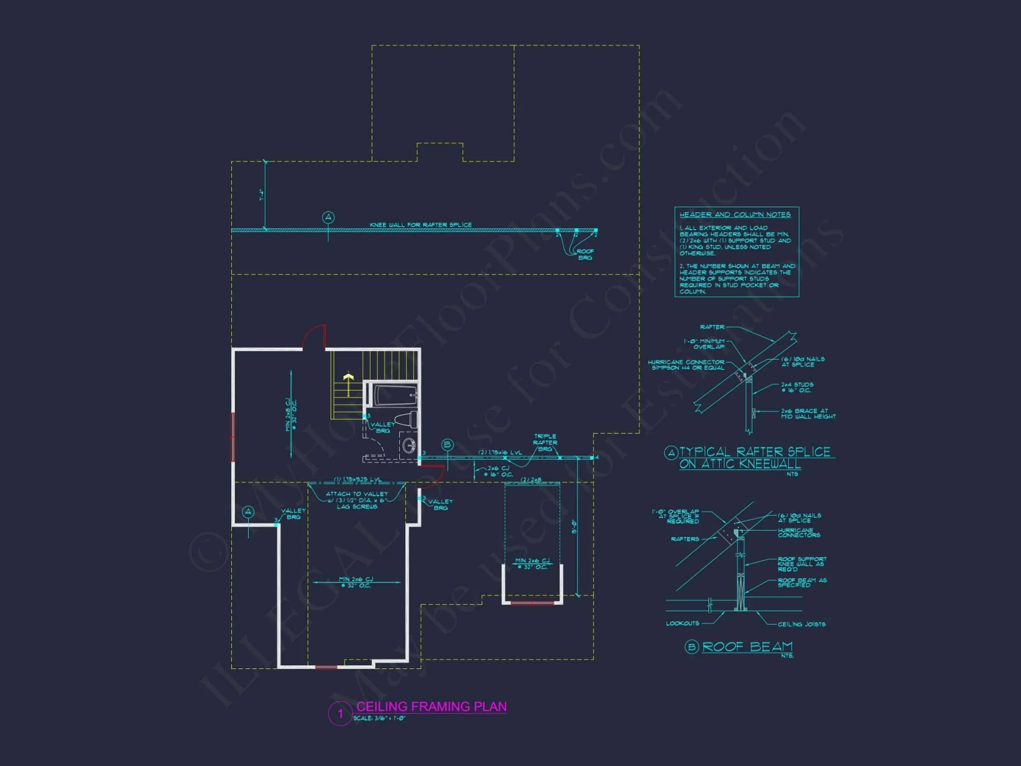 Custom Craftsman house Floor Plan Blueprint with CAD Designs