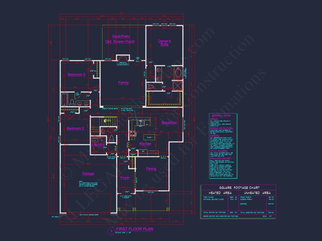 Custom Craftsman house Floor Plan Blueprint with CAD Designs