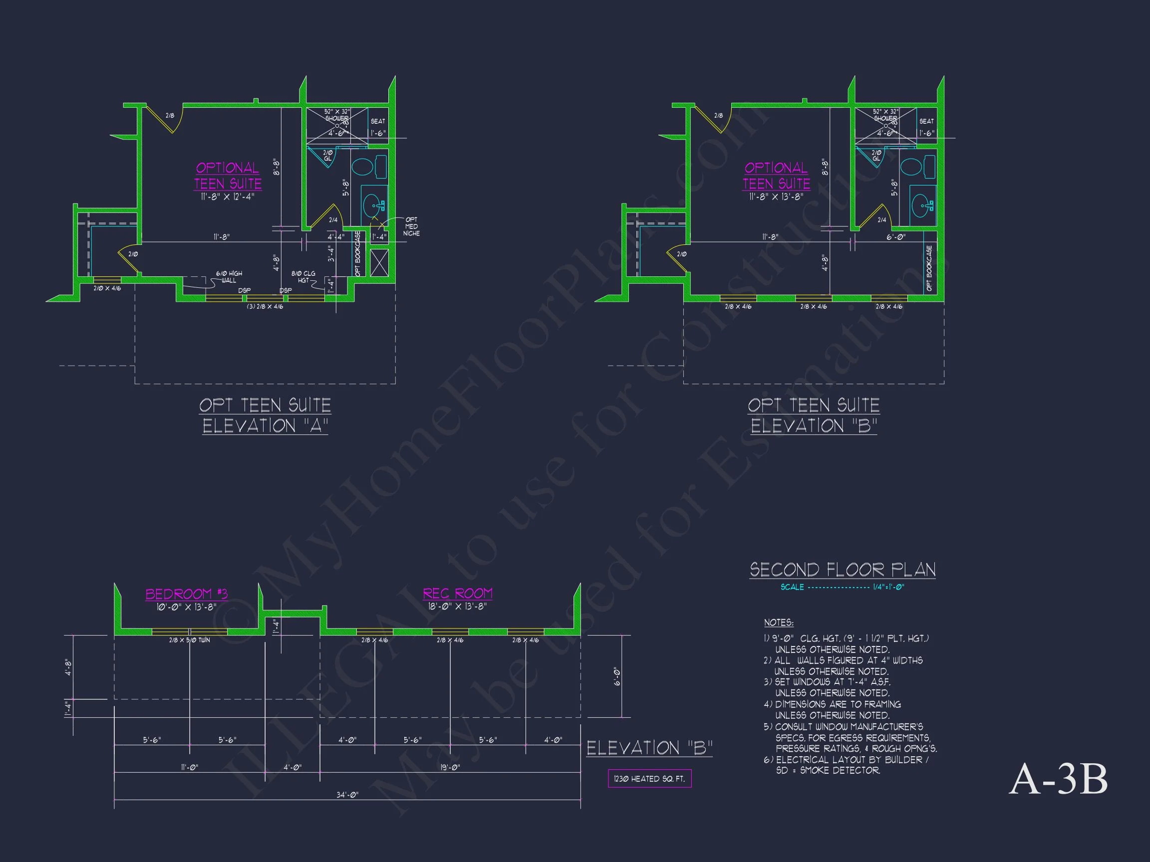 Modern 2-Story house Plan with Open Floor Plan and CAD Designs