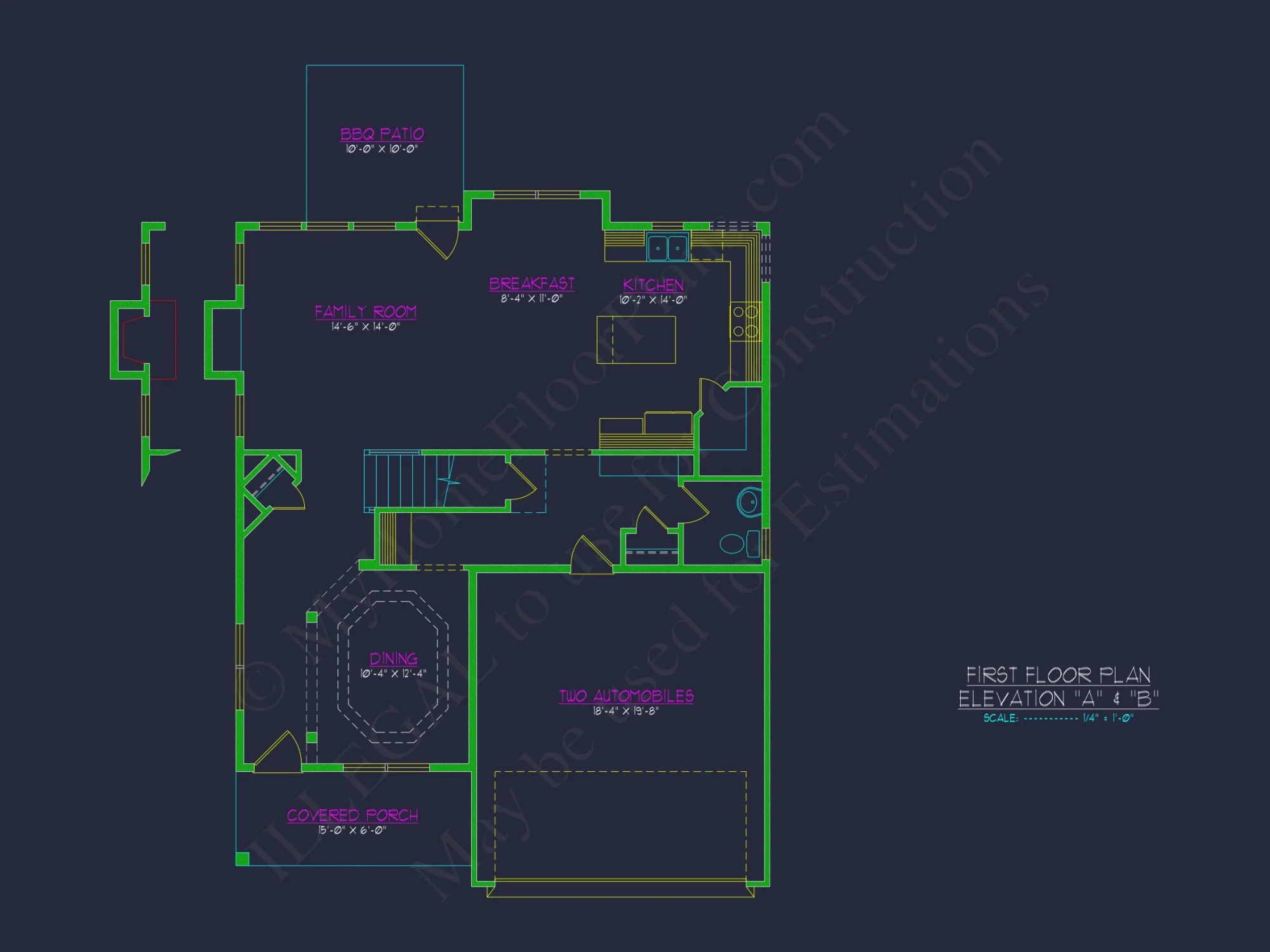Modern 2-Story house Plan with Open Floor Plan and CAD Designs
