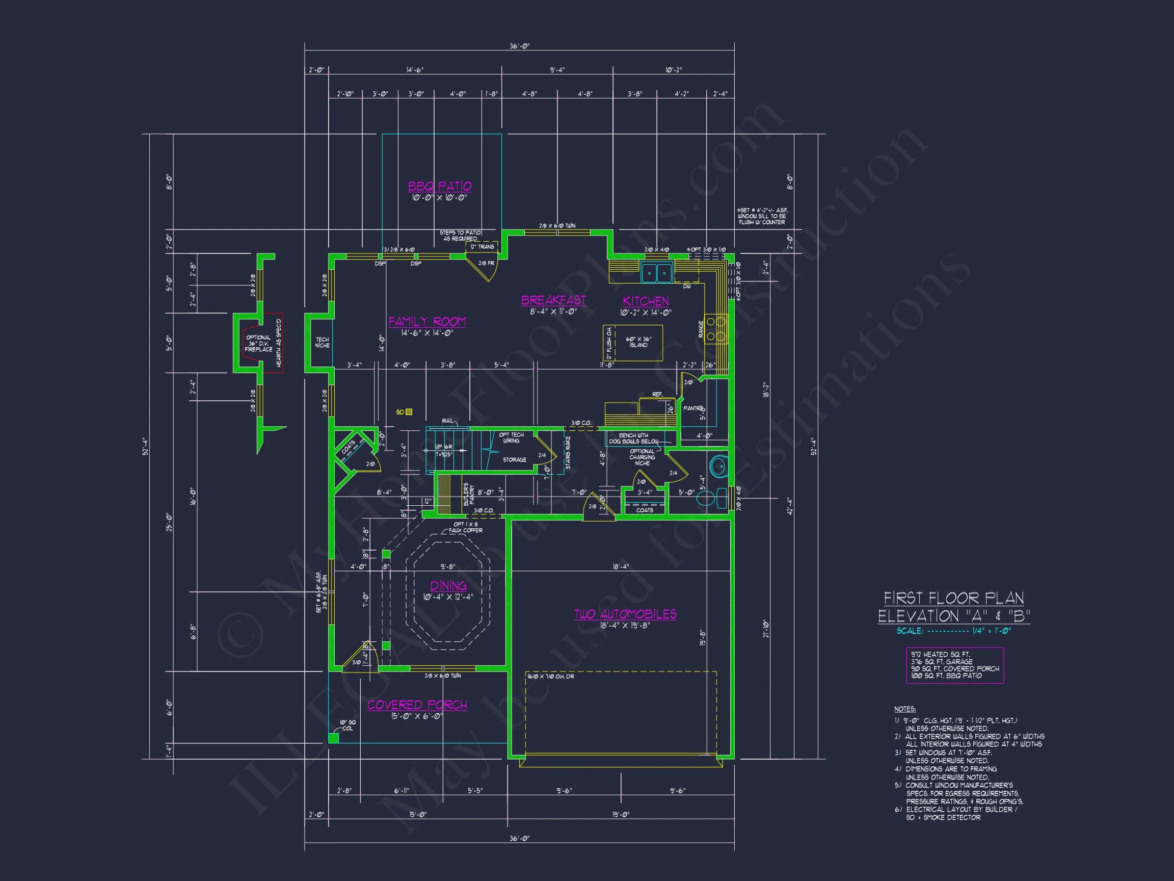 Modern 2-Story house Plan with Open Floor Plan and CAD Designs