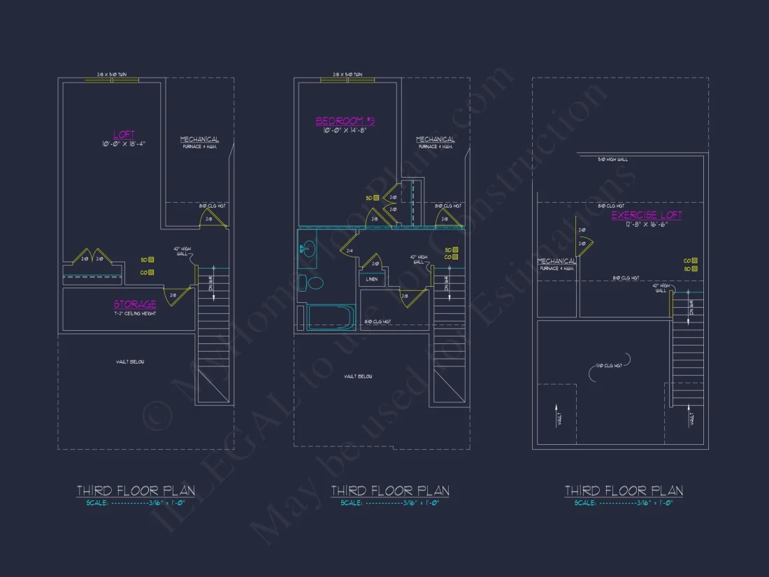 Modern 3-Story Craftsman Townhome Plan with CAD Designs