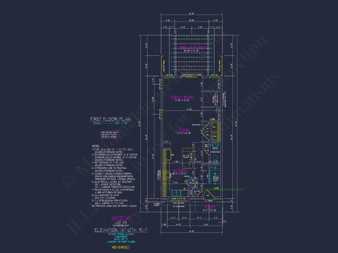 Modern 3-Story Craftsman Townhome Plan with CAD Designs
