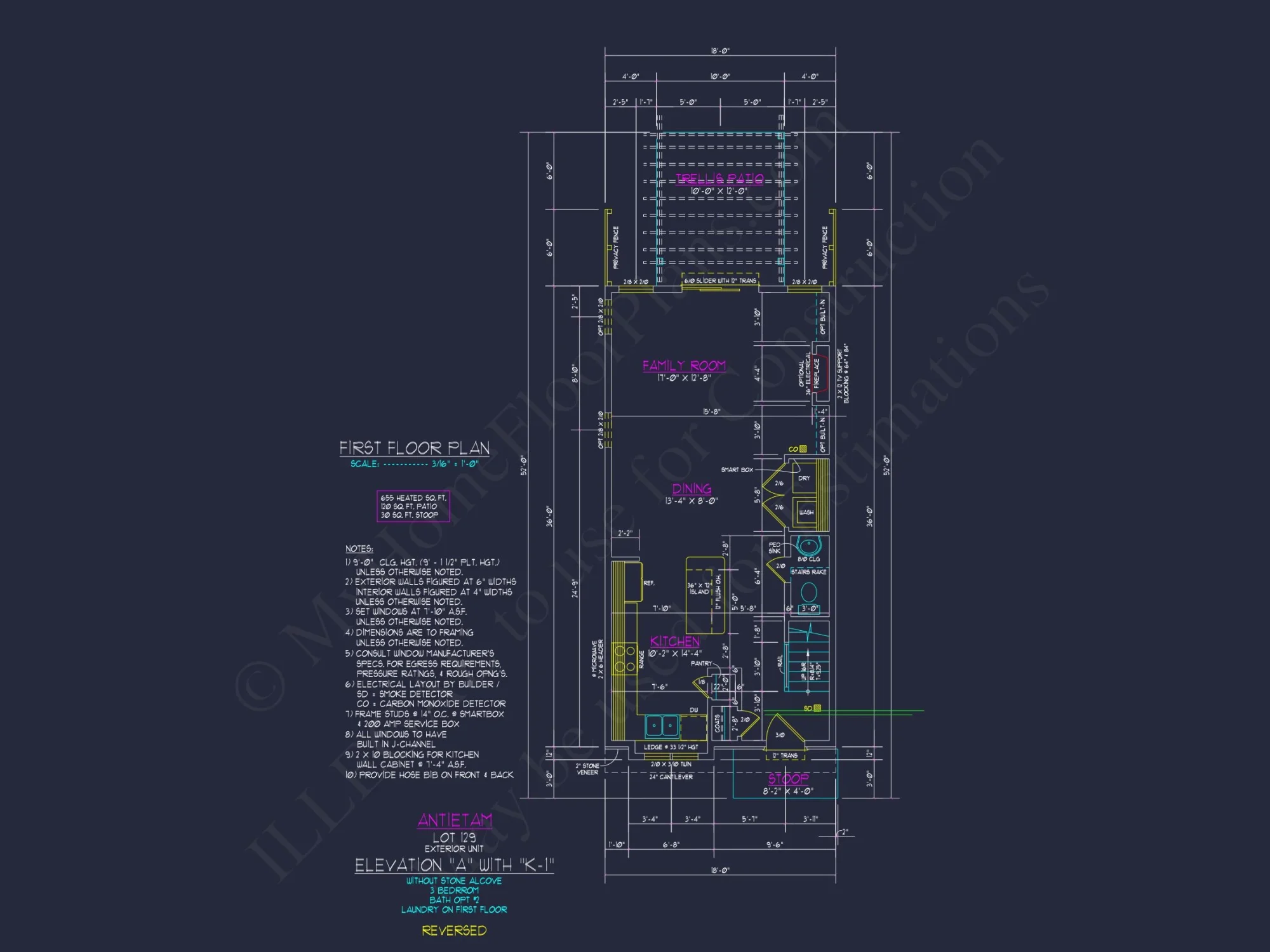 Modern 3-Story Craftsman Townhome Plan with CAD Designs