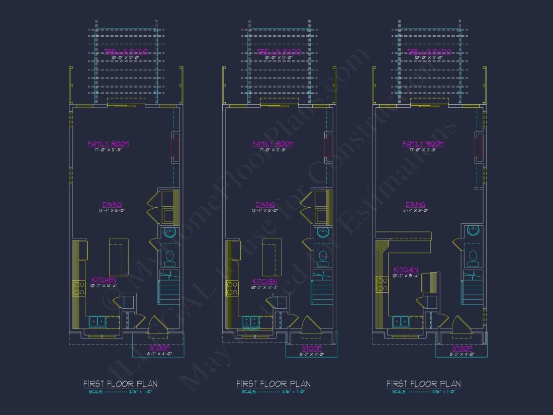 Modern 3-Story Craftsman Townhome Plan with CAD Designs