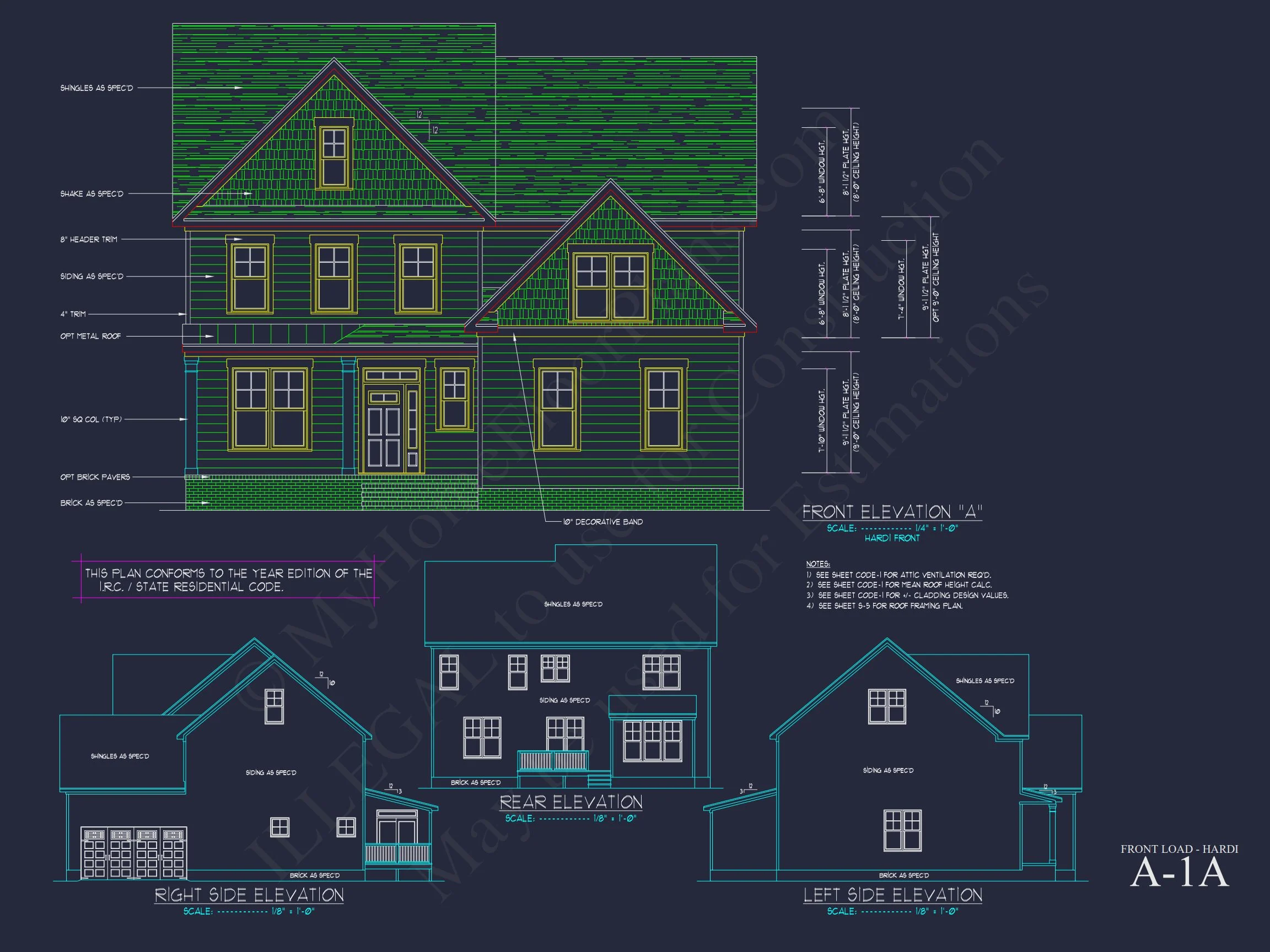 11-1700 HOUSE PLAN - Traditional Home Plan - 4-Bed, 3-Bath, 2,400 SF 18 Customizable house Plan with 2-Story Blueprint CAD Designs