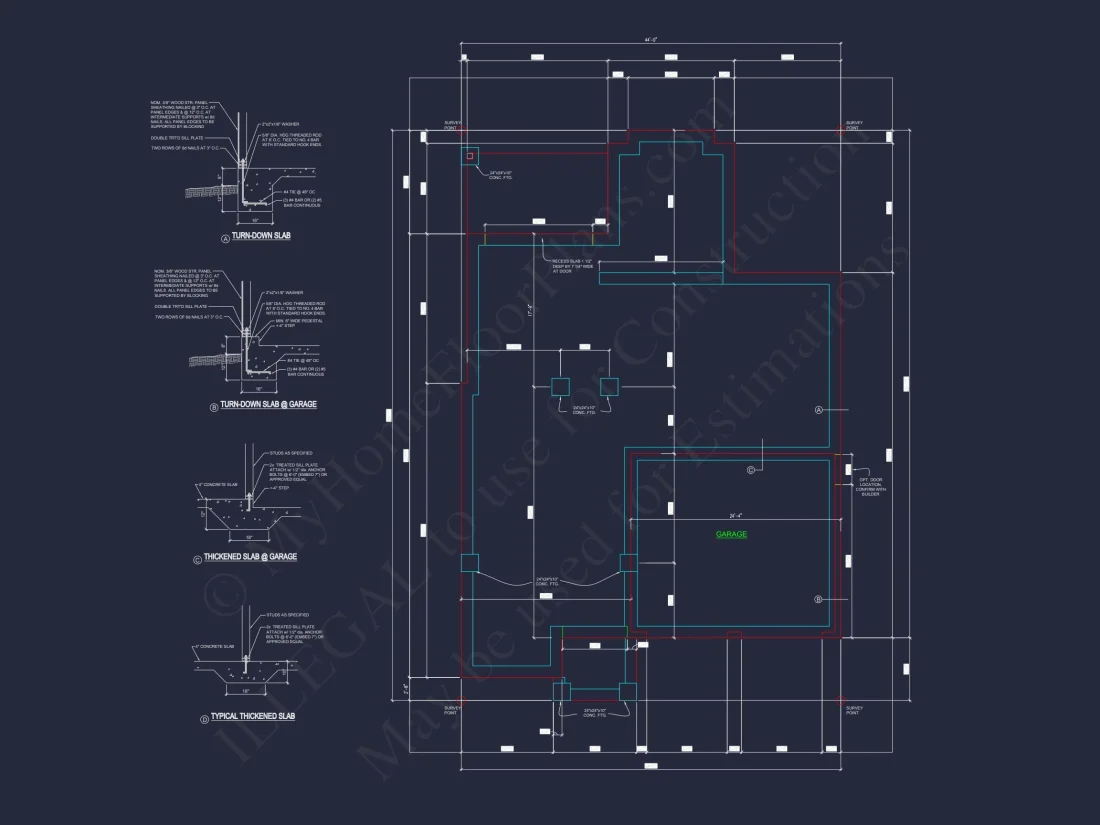Custom house Design with 1.5 Story Floor Plan and CAD Blueprint