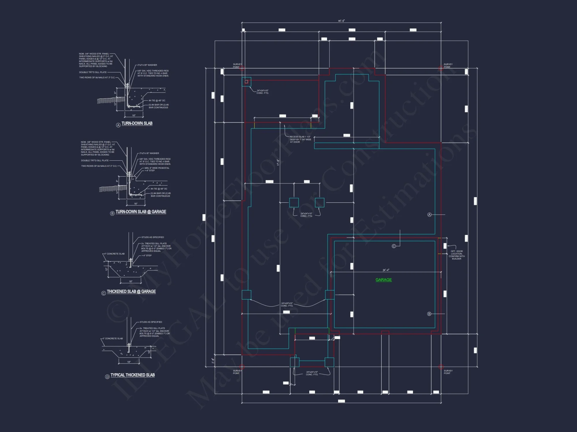 Custom house Design with 1.5 Story Floor Plan and CAD Blueprint