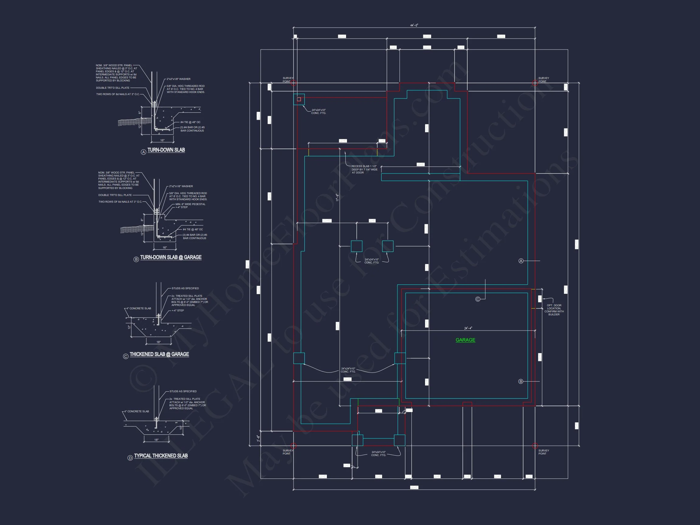 Custom house Design with 1.5 Story Floor Plan and CAD Blueprint