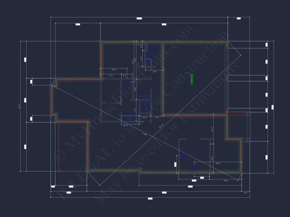 Custom house Design with 1.5 Story Floor Plan and CAD Blueprint