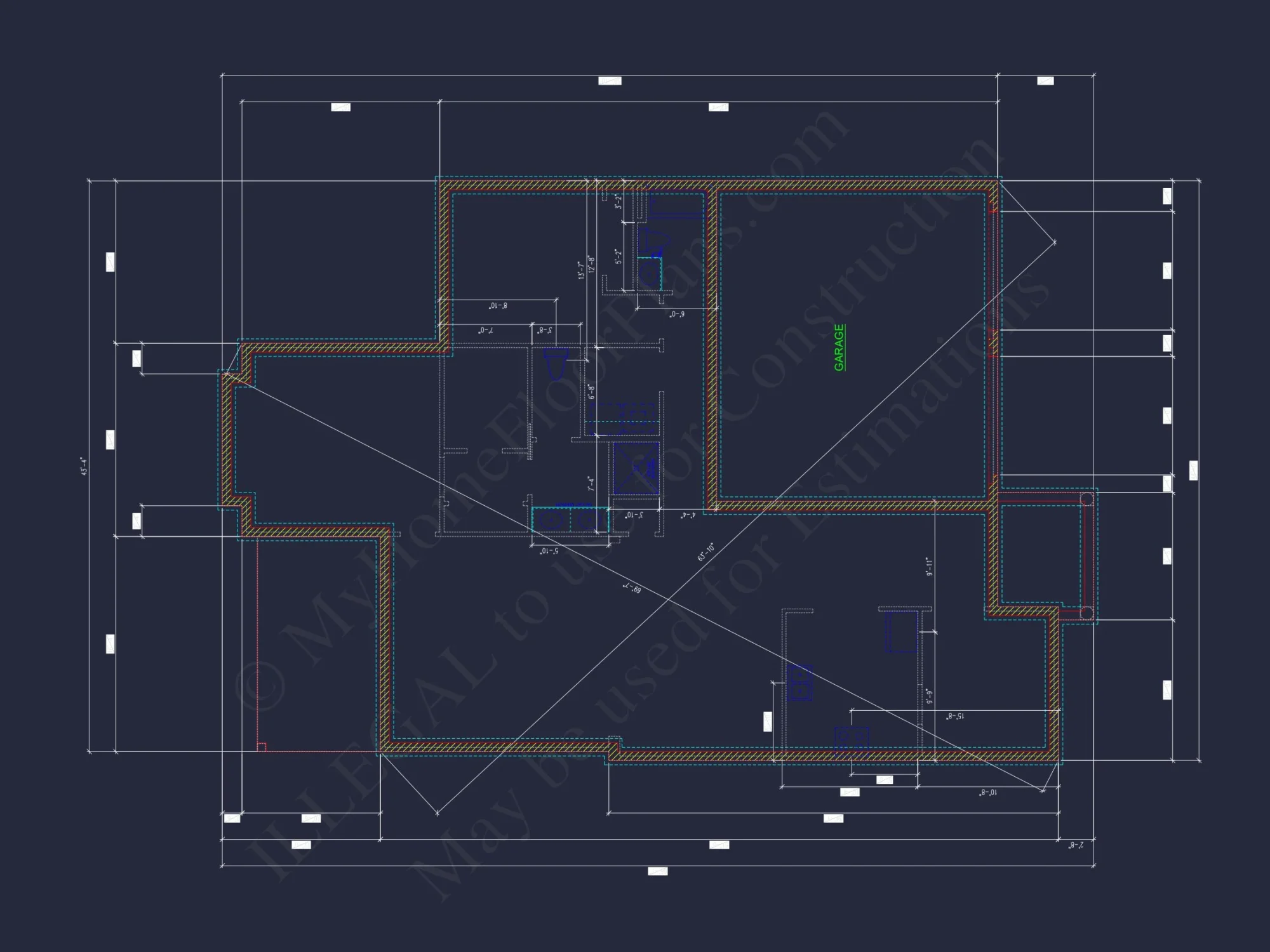 Custom house Design with 1.5 Story Floor Plan and CAD Blueprint