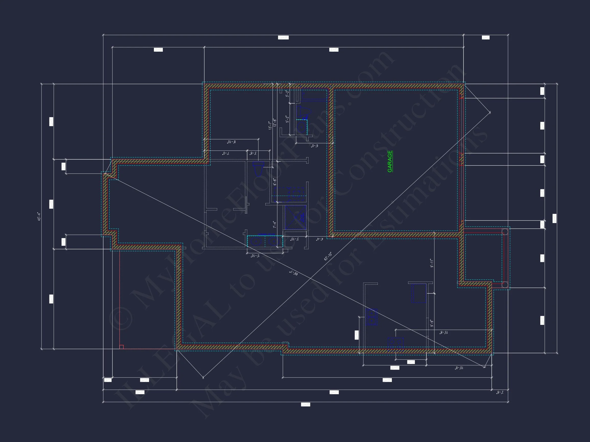 Custom house Design with 1.5 Story Floor Plan and CAD Blueprint