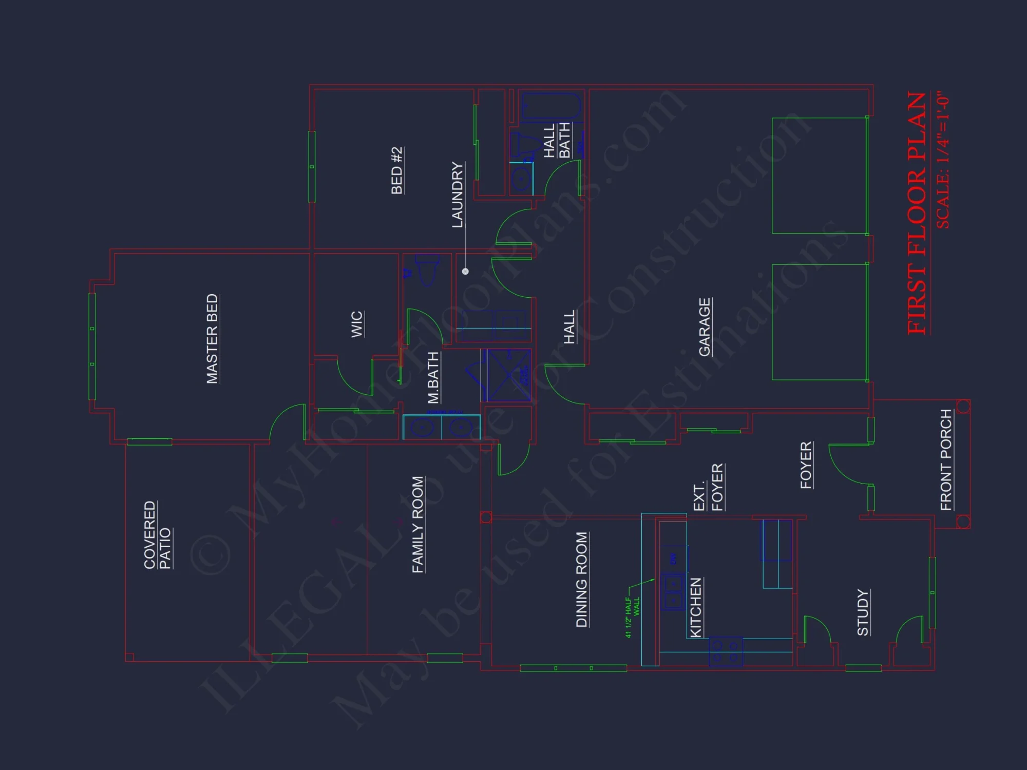 Custom house Design with 1.5 Story Floor Plan and CAD Blueprint