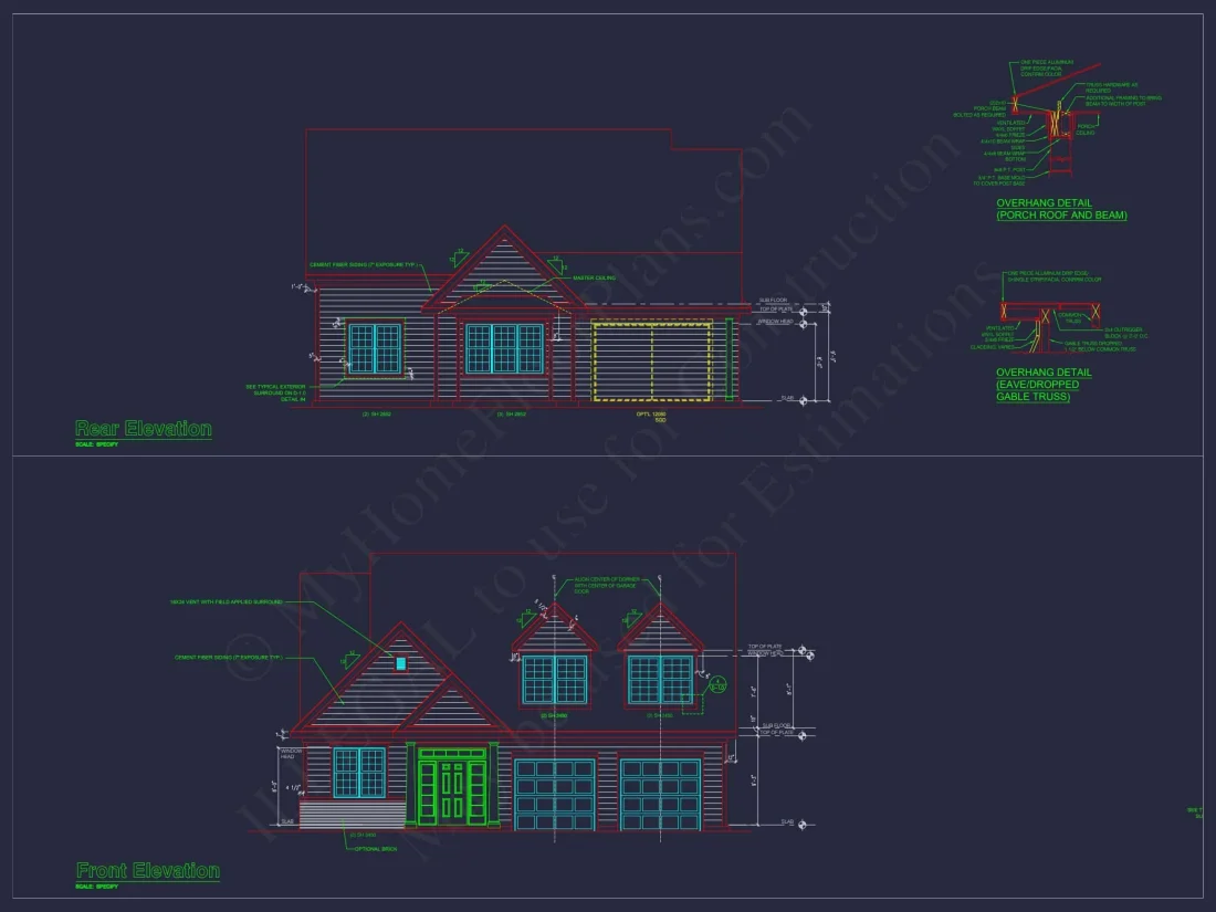 Custom house Design with 1.5 Story Floor Plan and CAD Blueprint